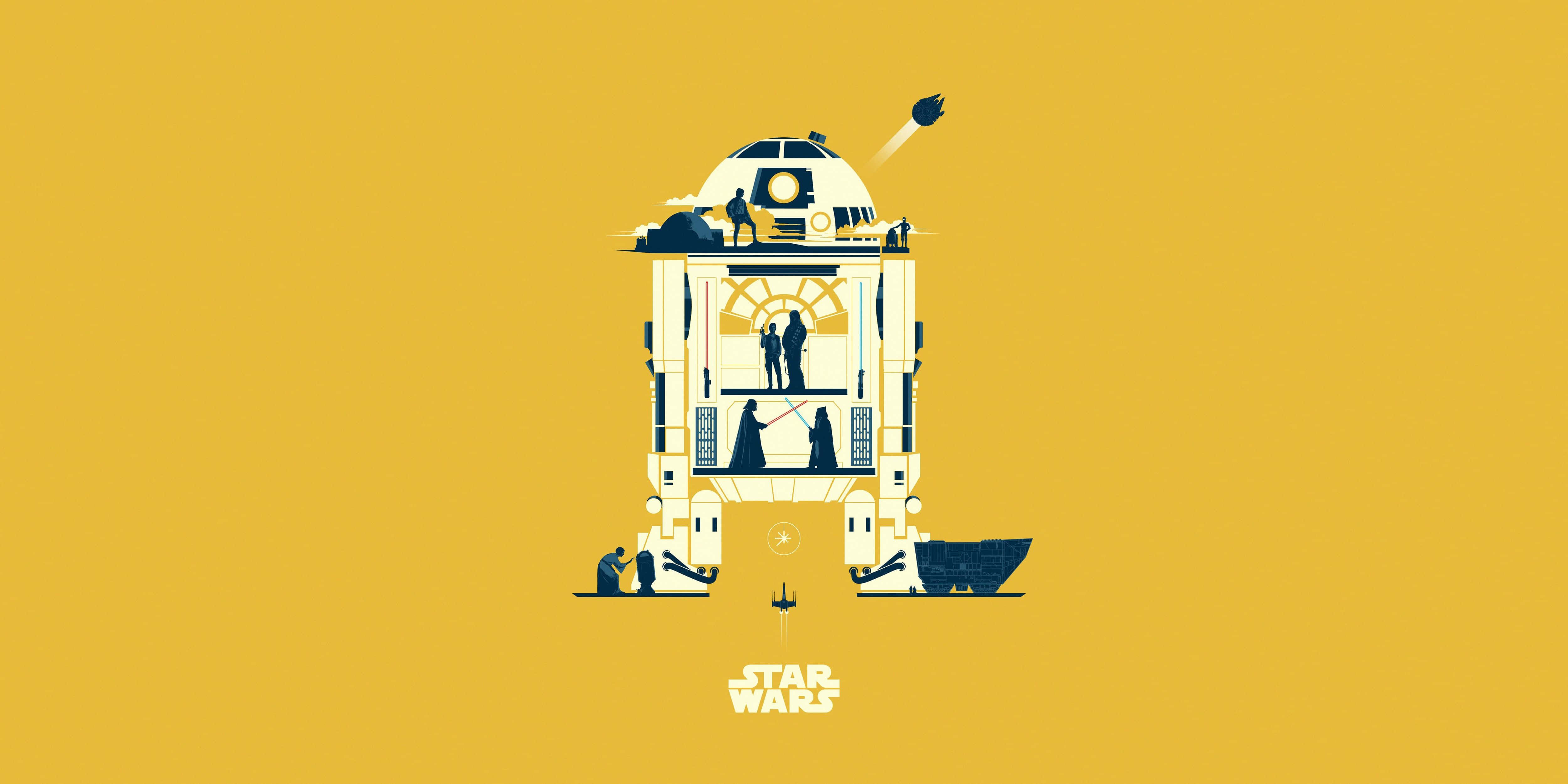 Жълт R2-D2 за iPad Тапет