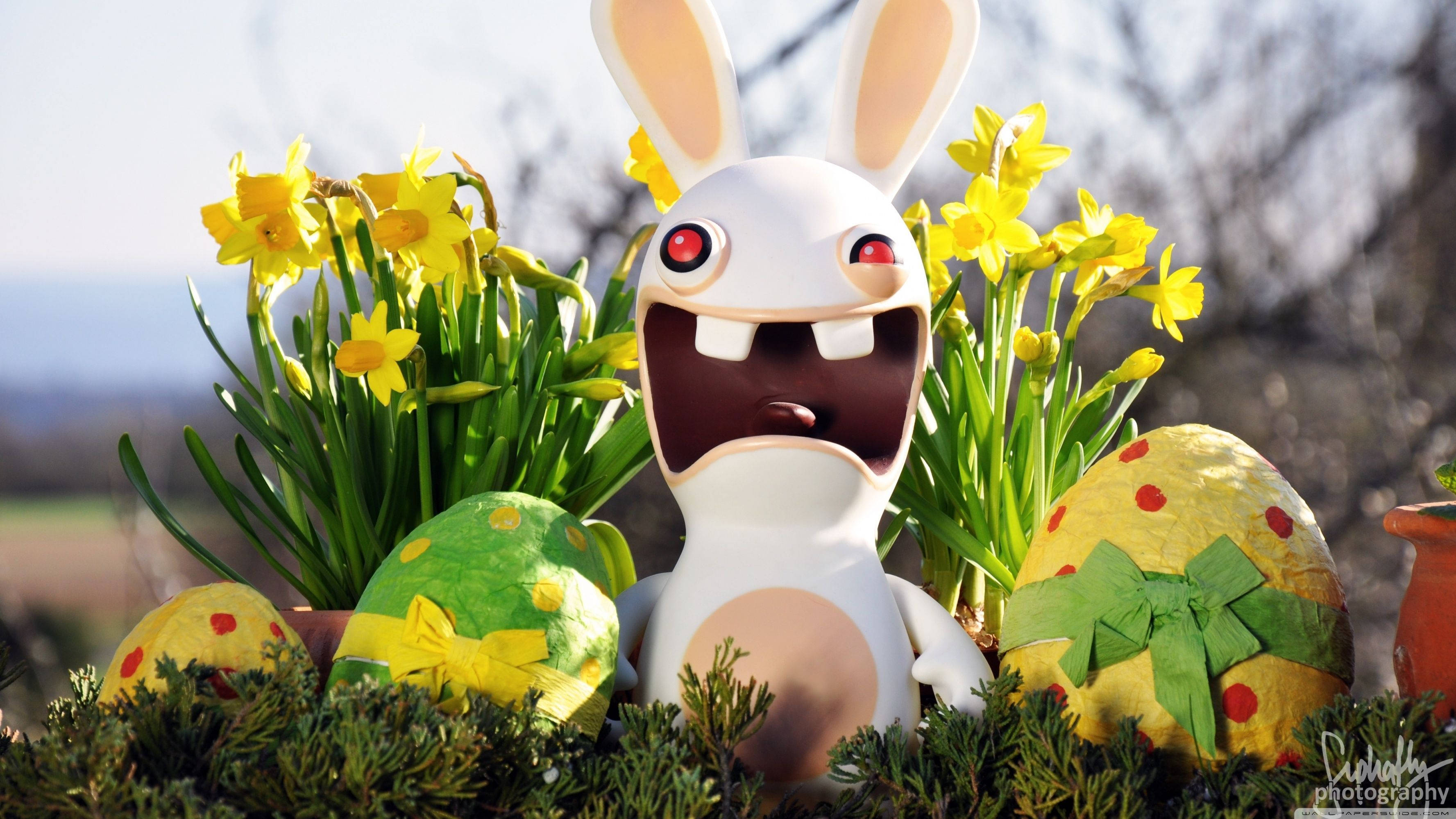 Празнуйте Великден с тези цветни яйца на Rayman Rabbid Тапет
