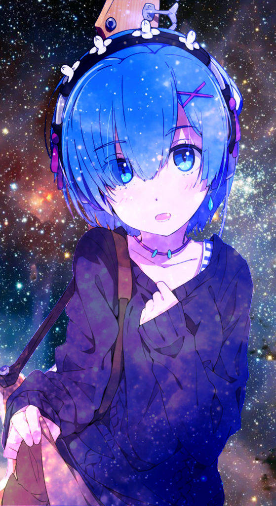 Фон за телефон с галактика и Рем от Re:Zero Тапет