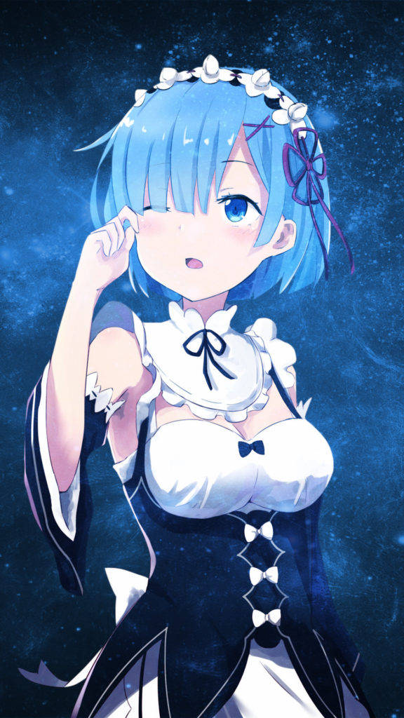 Фон за телефон с галактика и Рем от Re:Zero Тапет