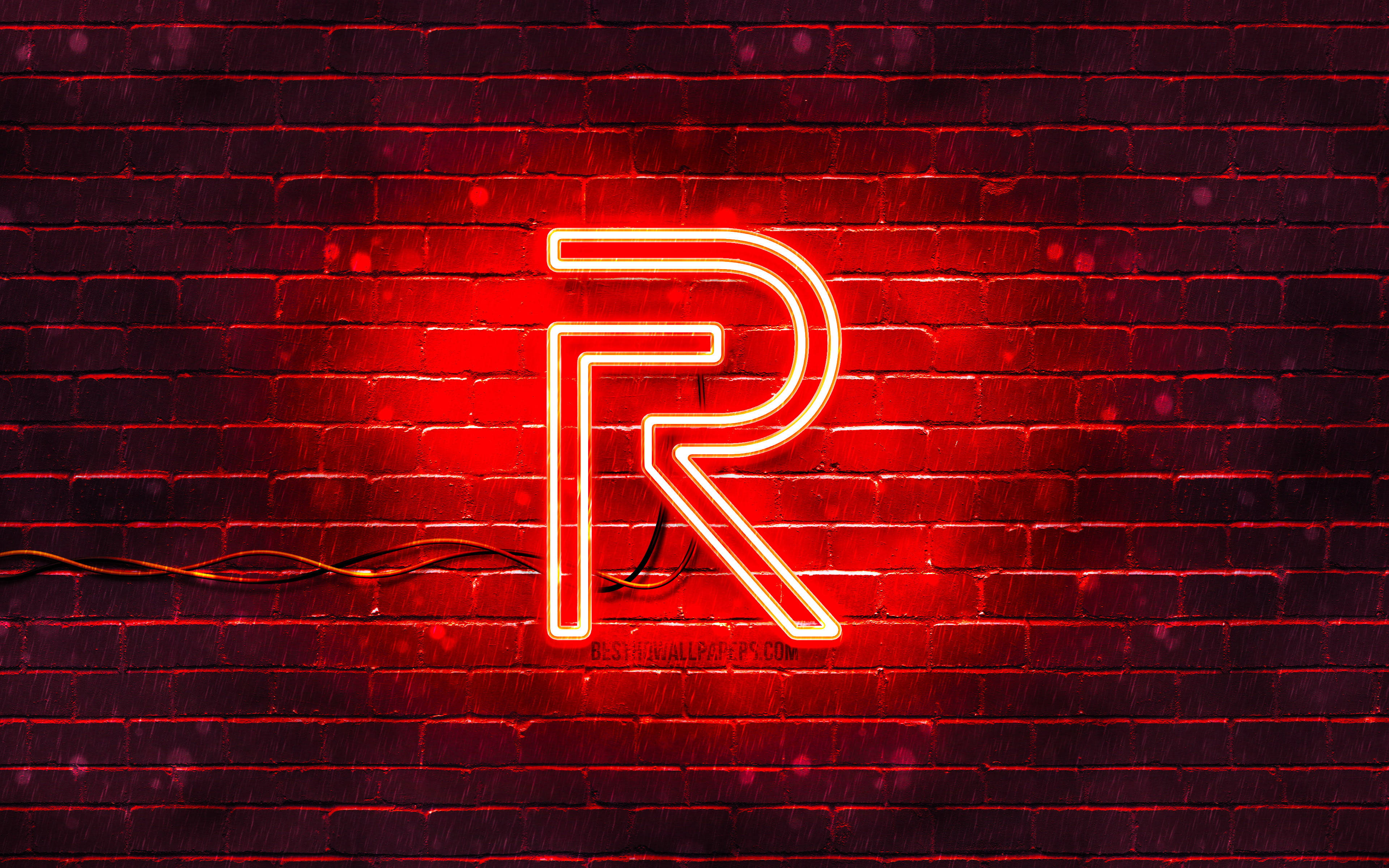 Realme лого неонов знак червено Тапет