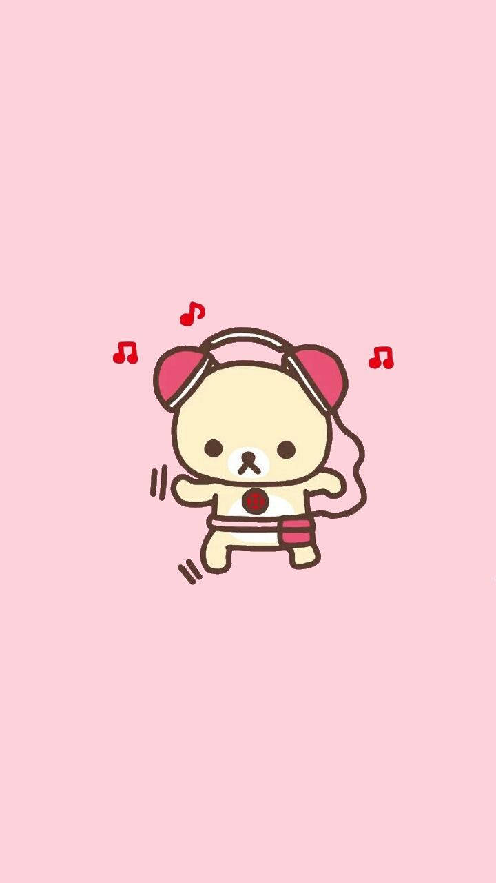 Розов естетичен Rilakkuma анимационен сладък музика Тапет