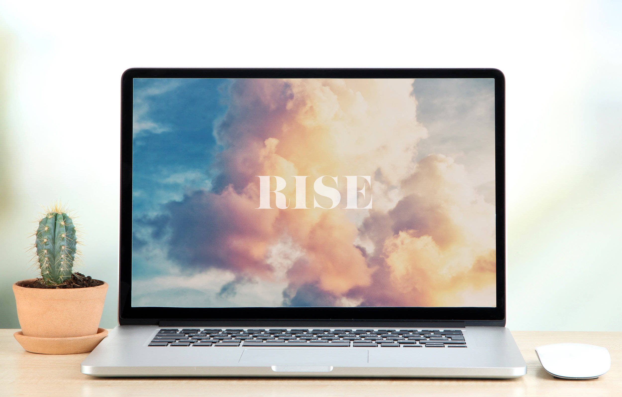 Rise Естетика Облака Офисен Лаптоп Тапет