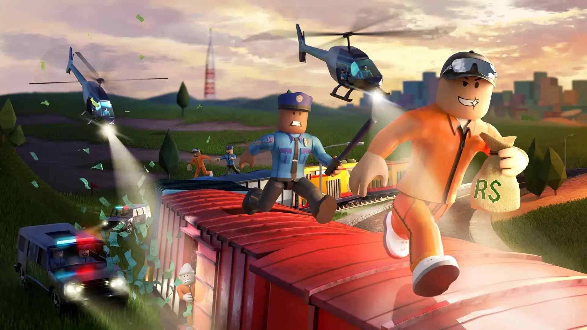 Готино преследване на крадец в Roblox Тапет