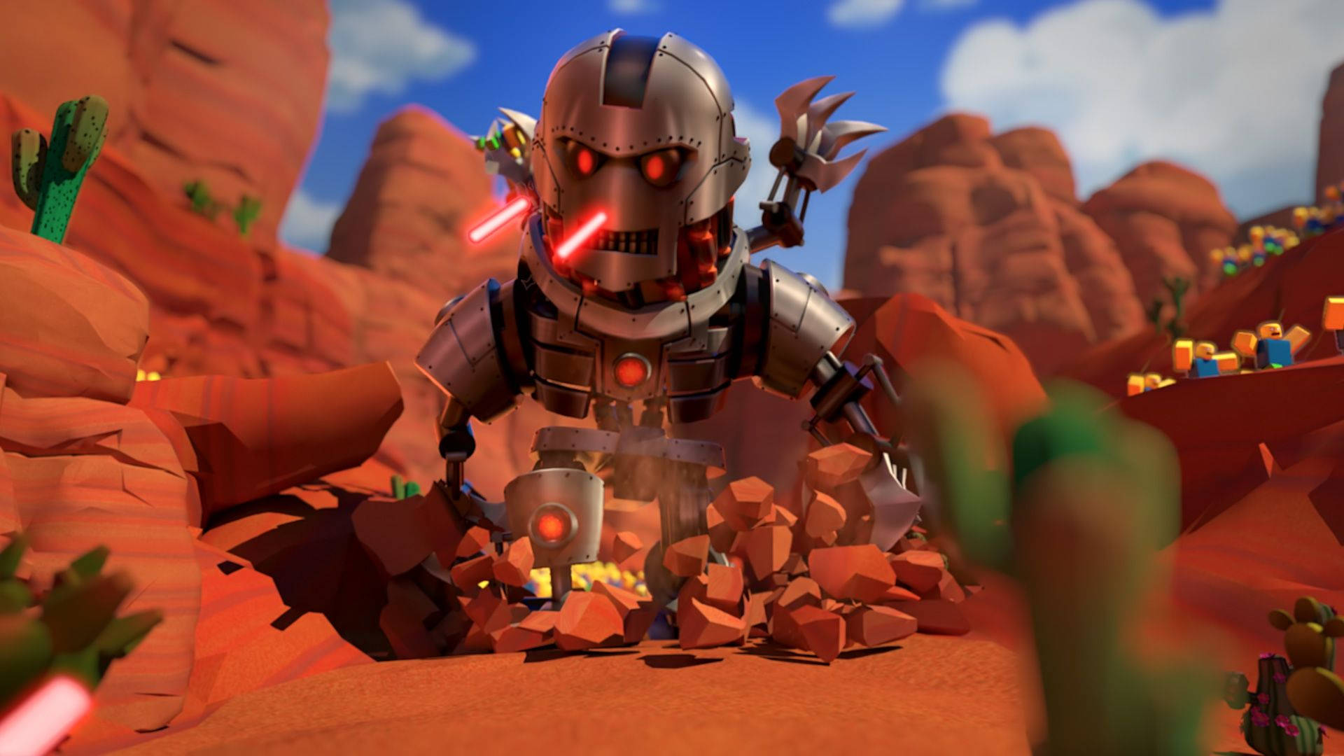 Изследвай и играй в Roblox с аватар робот Тапет