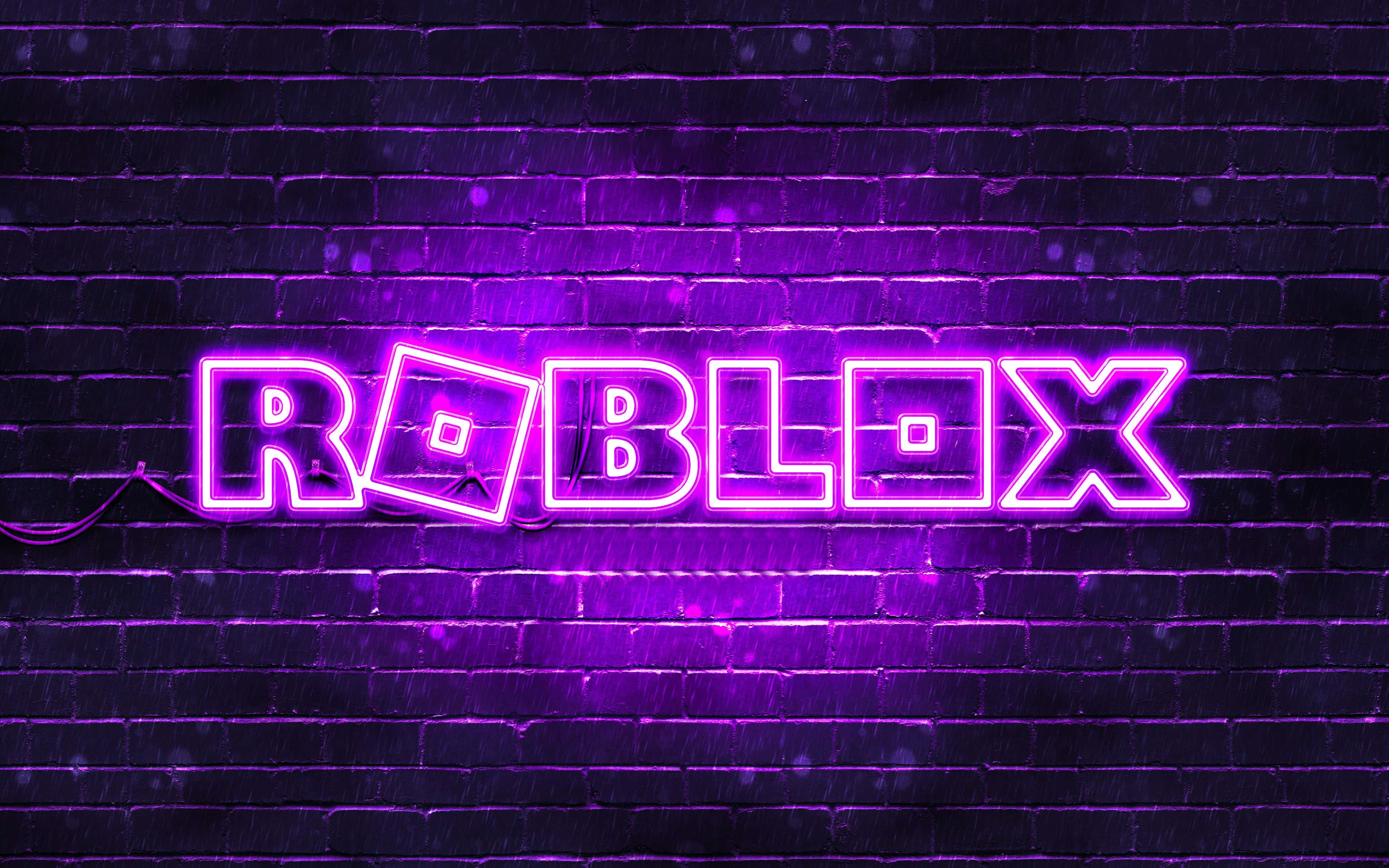 Лилаво неоново лого на Roblox Тапет