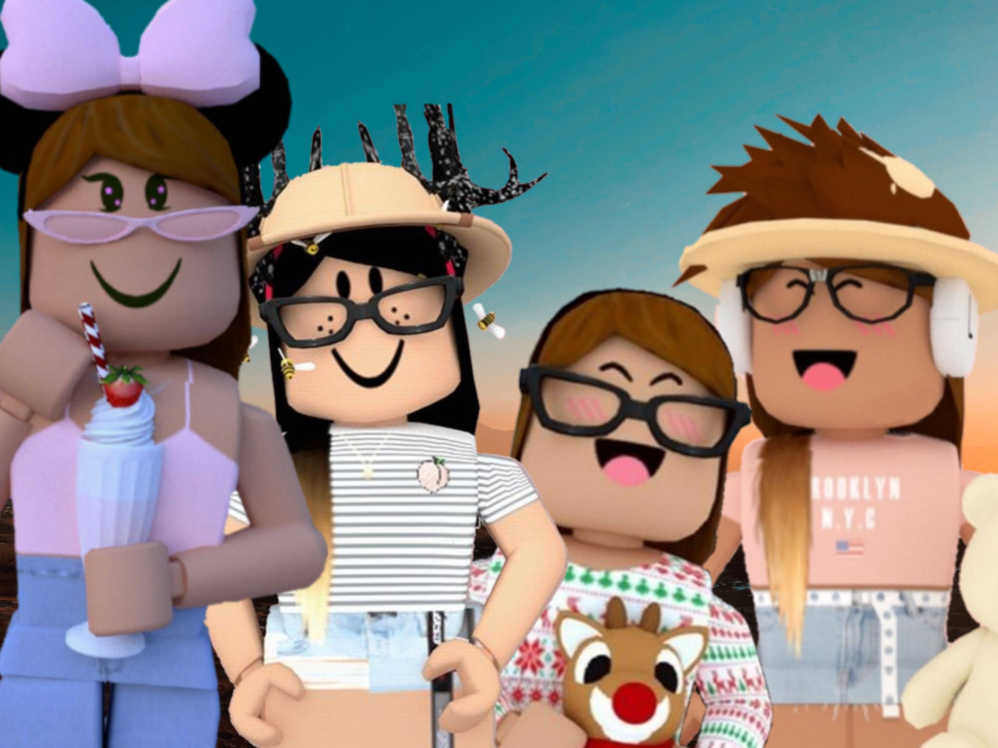 Щастливи сладки момичета от Roblox Тапет