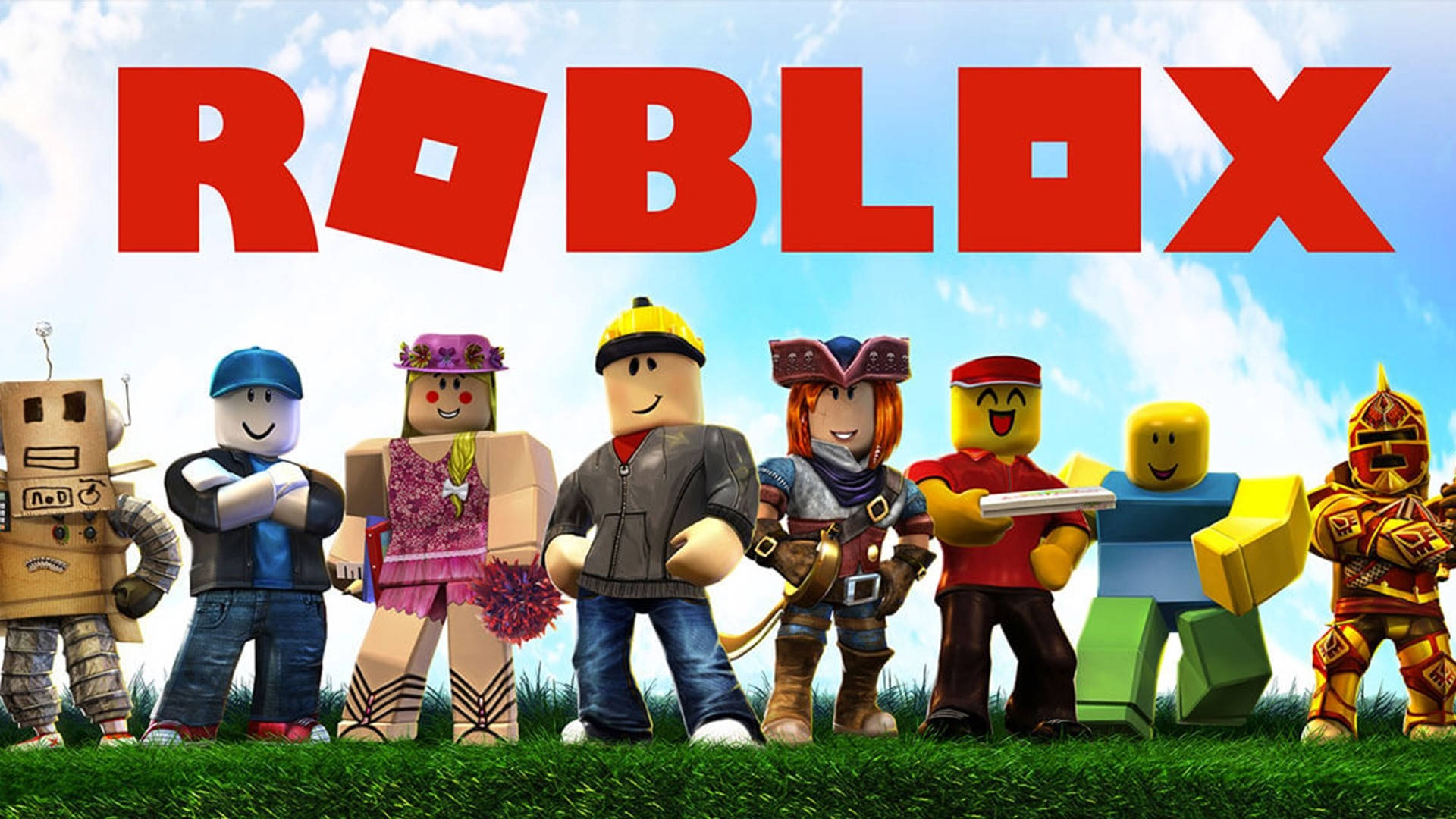 Готини герои от Roblox навън Тапет