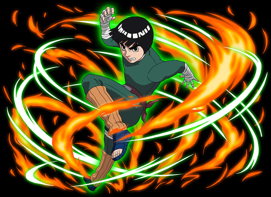 Rock Lee Огнена Аура Тапет