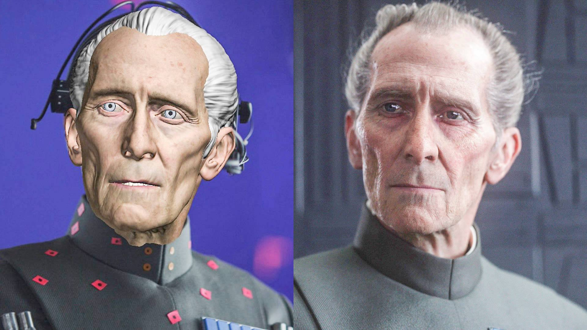 Питър Кушинг като Гранд Моф Таркин от Rogue One CGI Тапет