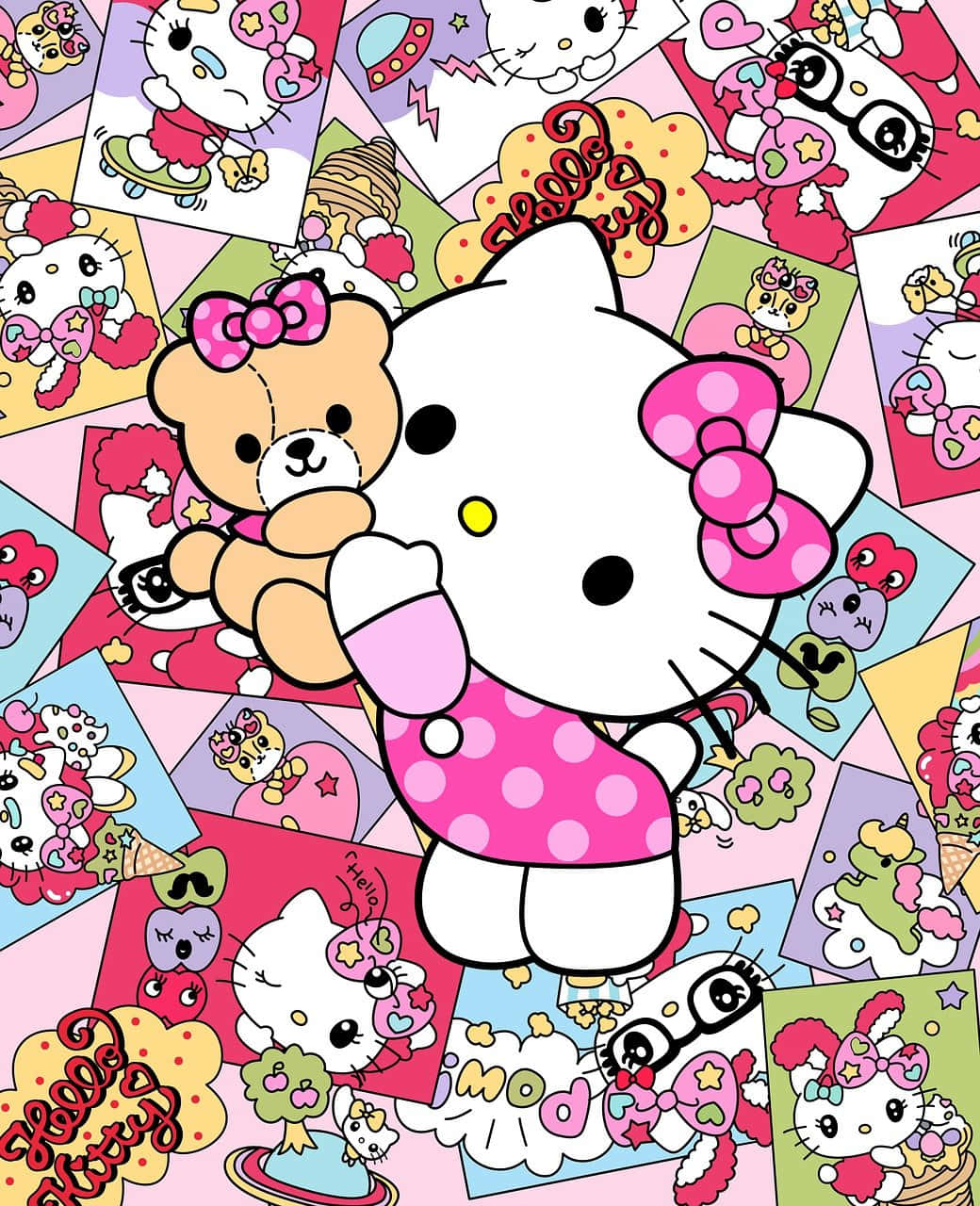 Радостни герои на Sanrio, празнуващи веселието Тапет