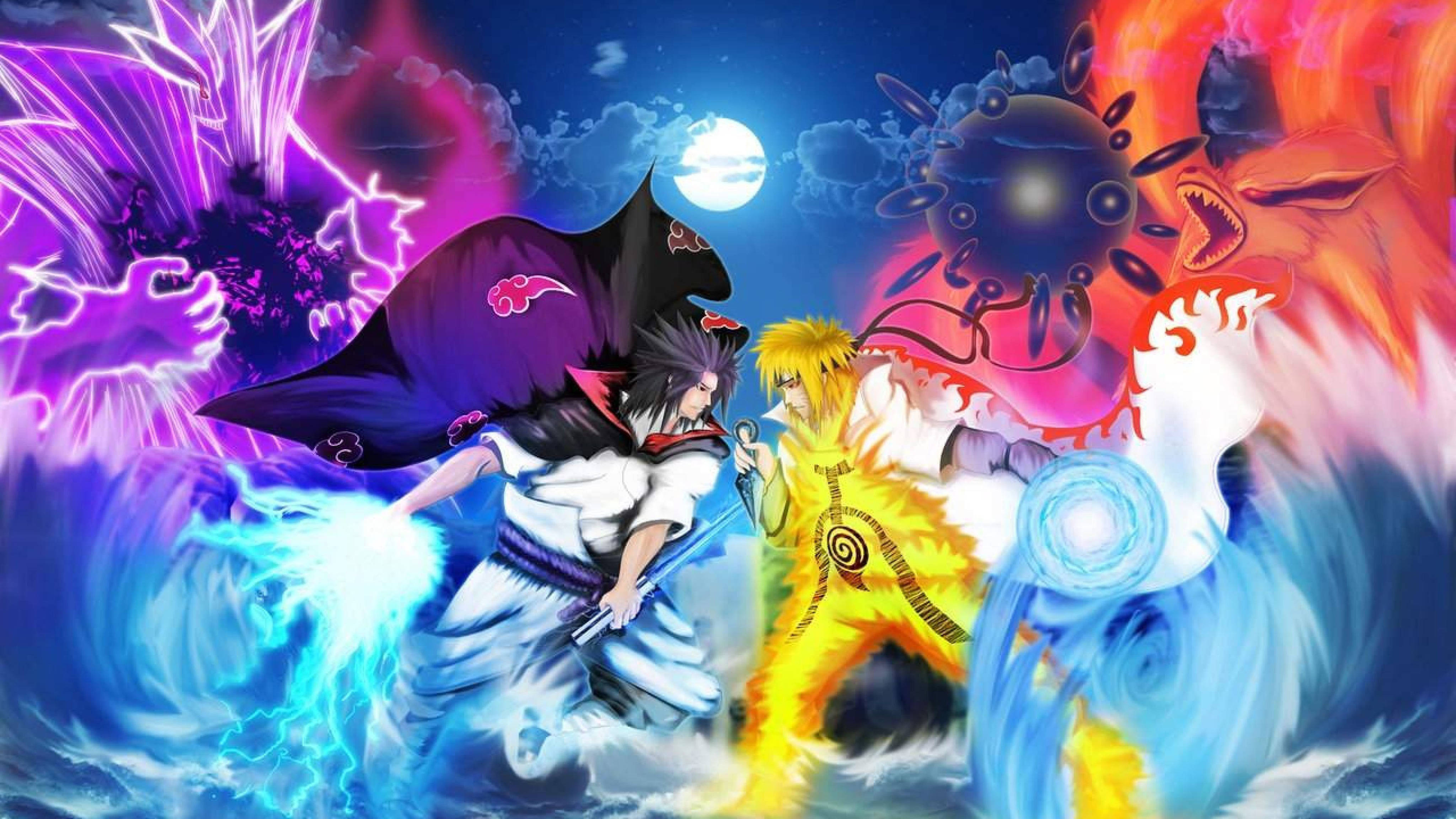 Sasuke срещу Наруто 4K Тапет