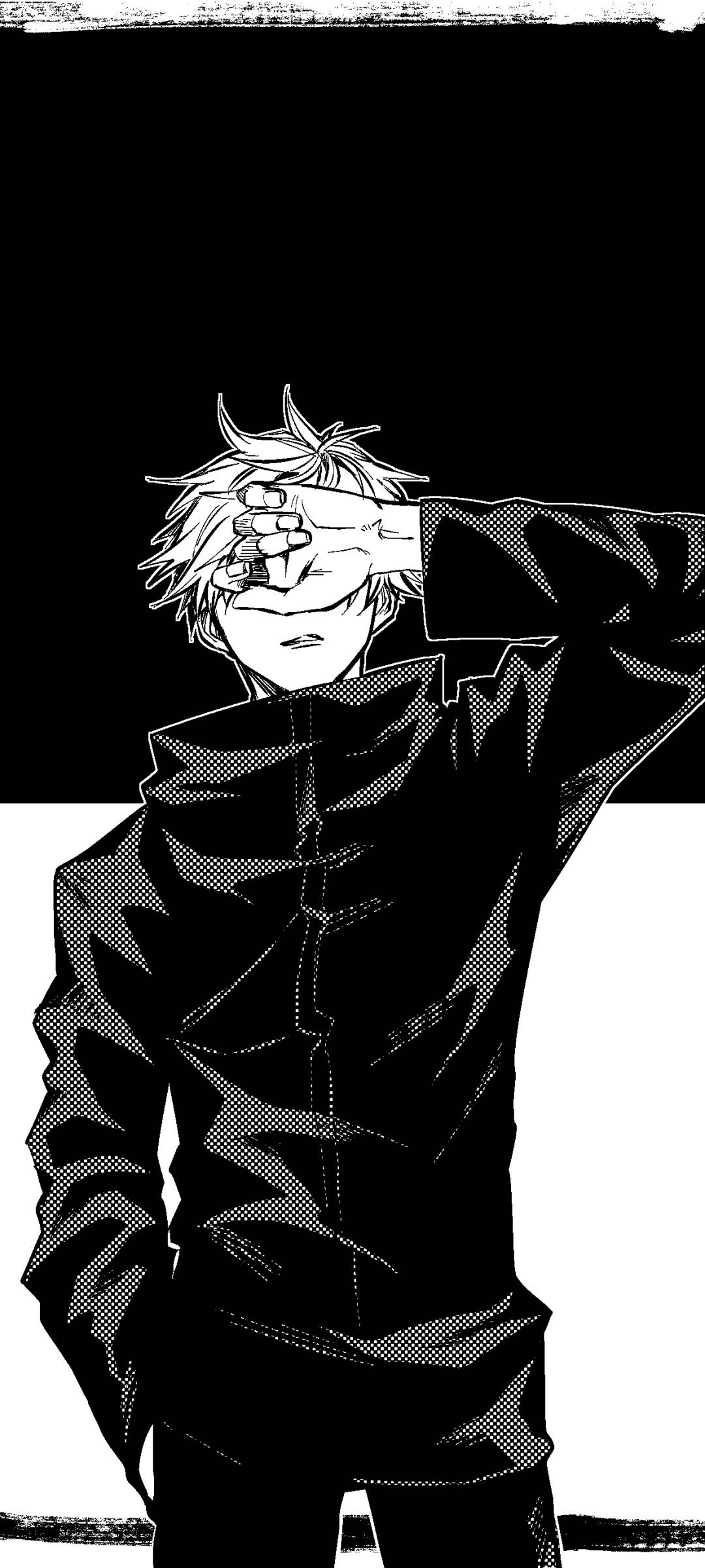 Satoru Gojo Черно-бяло изкуство Jujutsu Kaisen за телефон Тапет