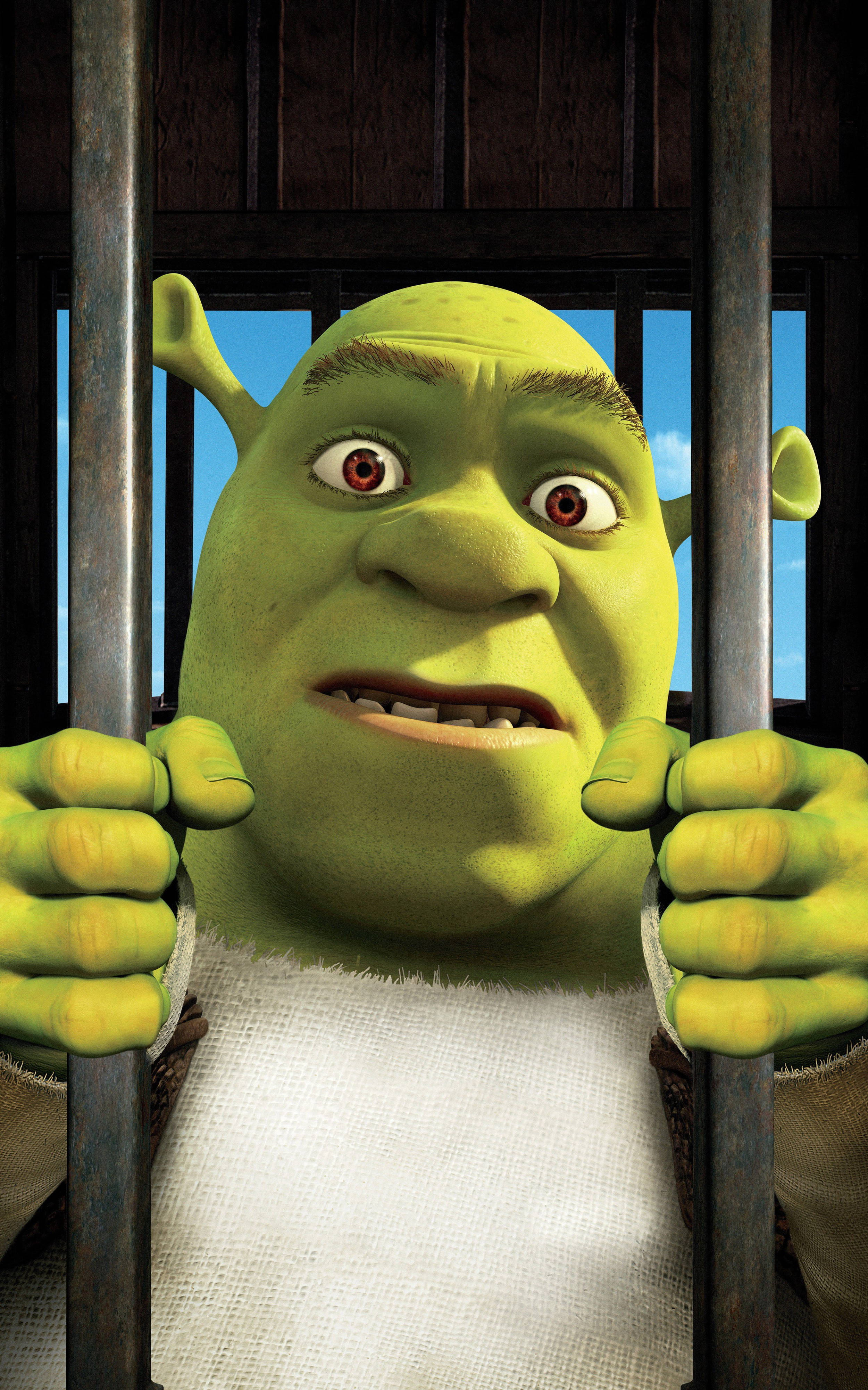 Shrek уловен: Невероятен герой в клетка Тапет