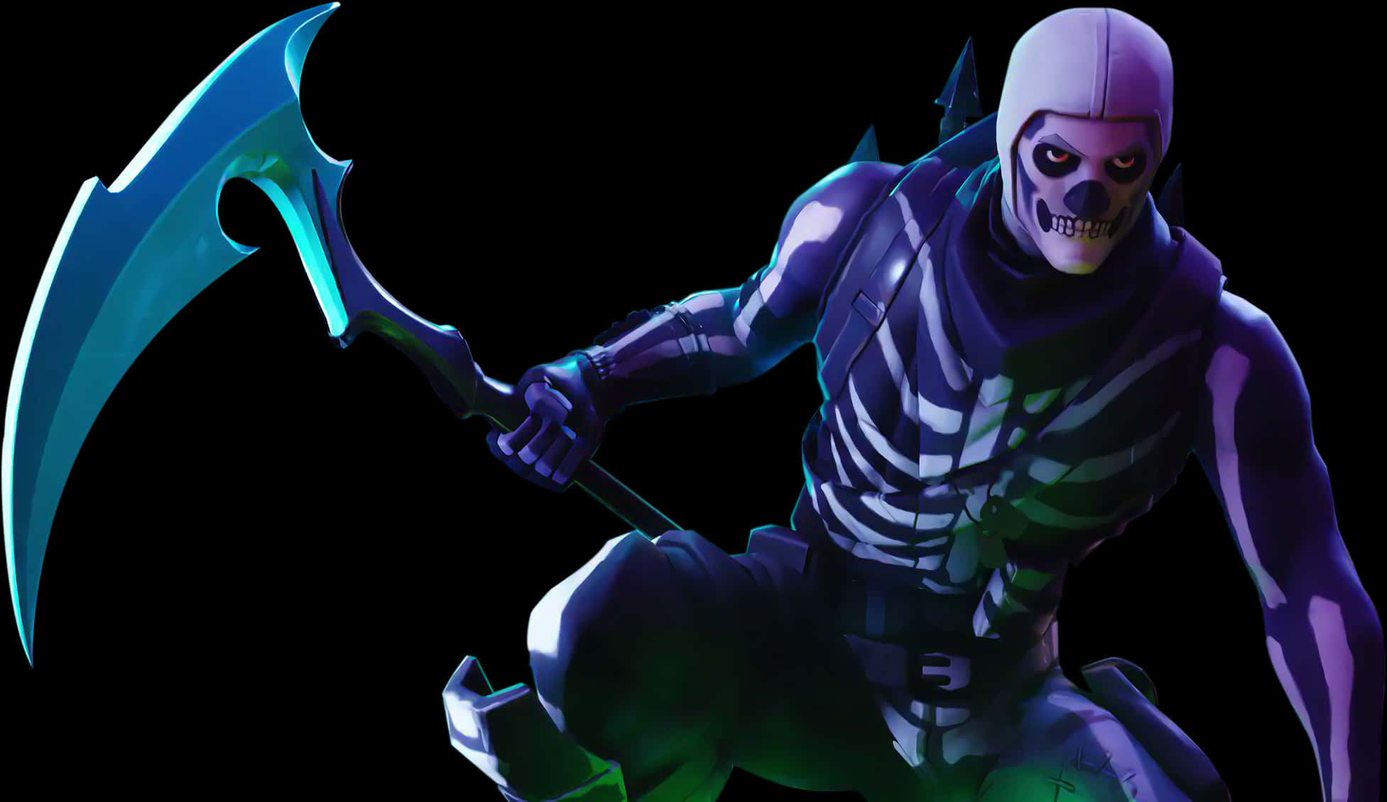 Костюм на Skull Trooper от Fortnite с коса Тапет