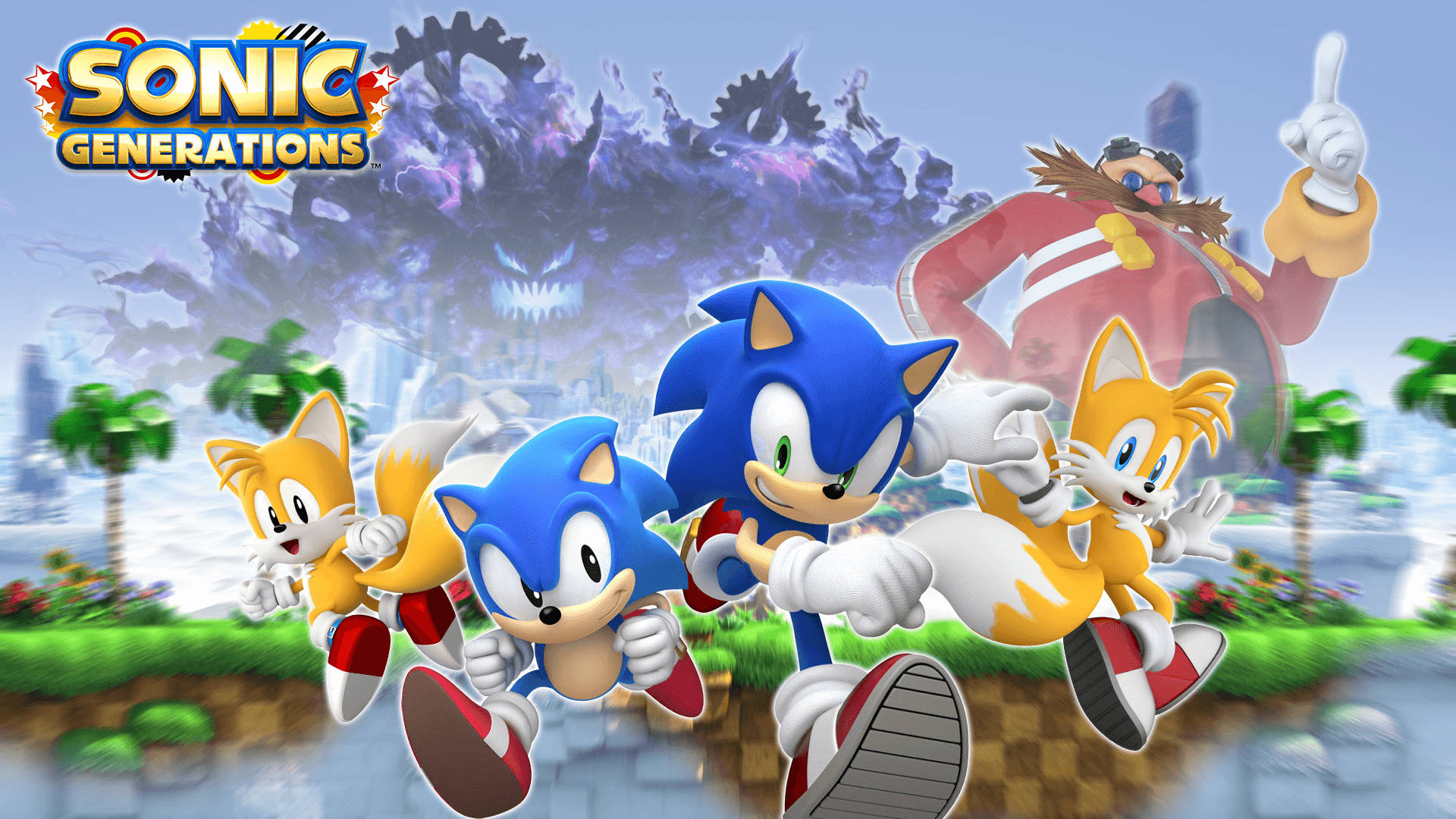 Sonic тича през Seaside Hill Тапет