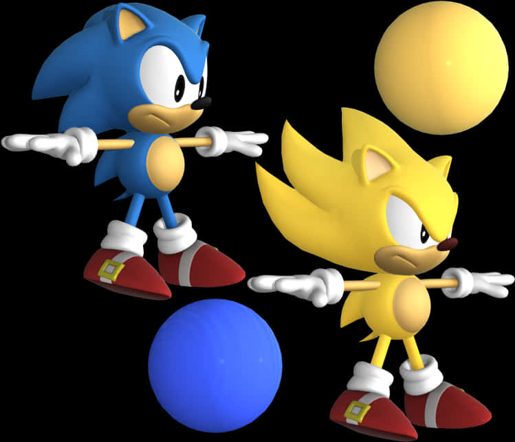 Sonic и Super Sonic в различни пози Тапет