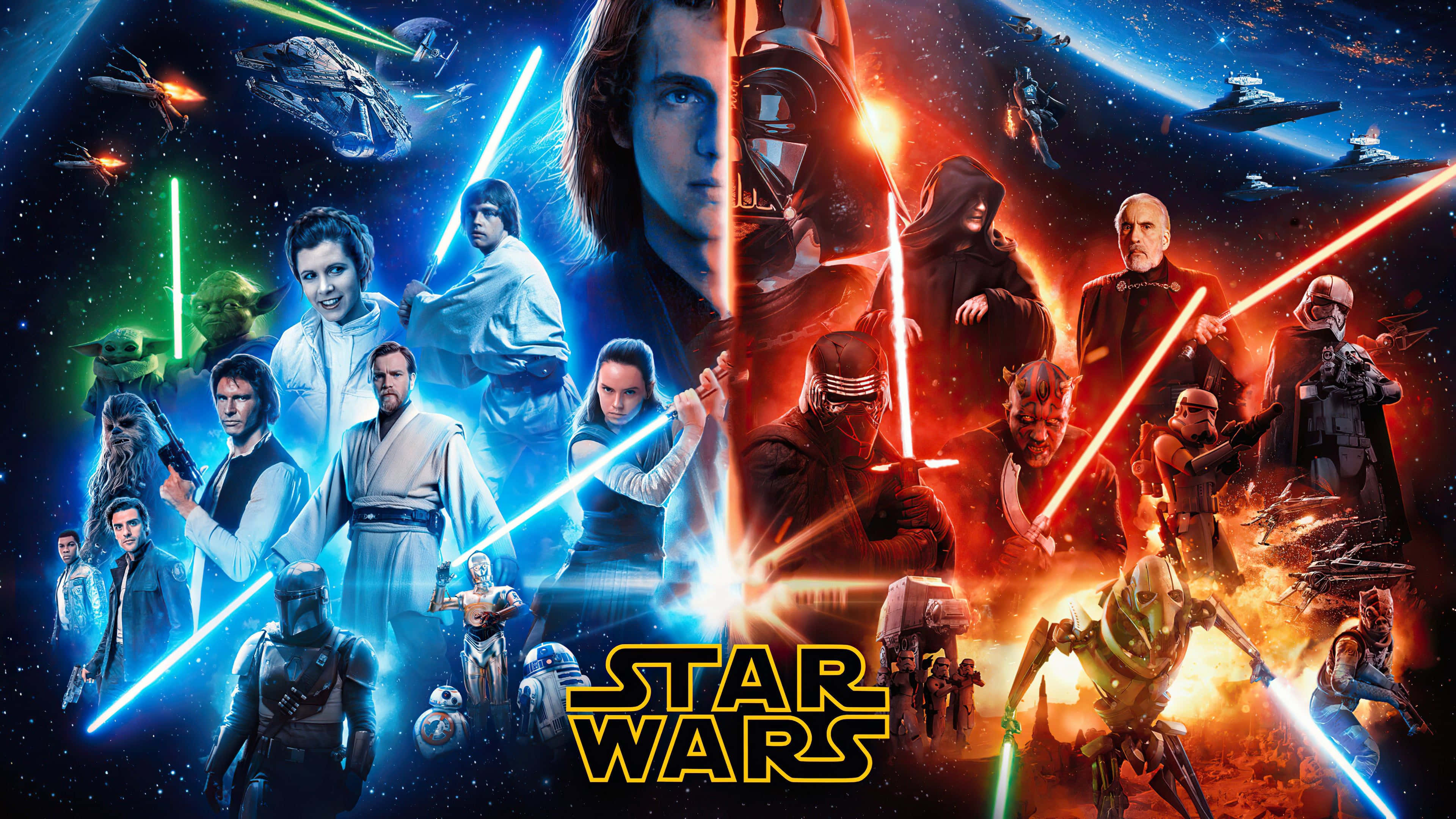 Светла и тъмна сила Star Wars фон Тапет