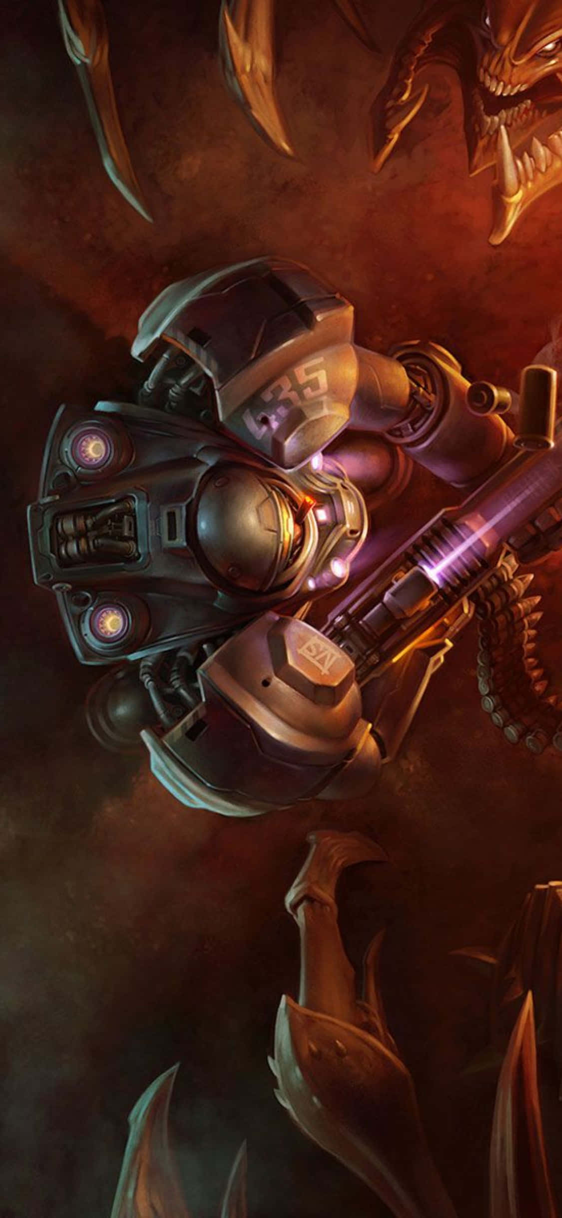 Кадър от високо оценената игра Starcraft II, работеща на iPhone X. Тапет