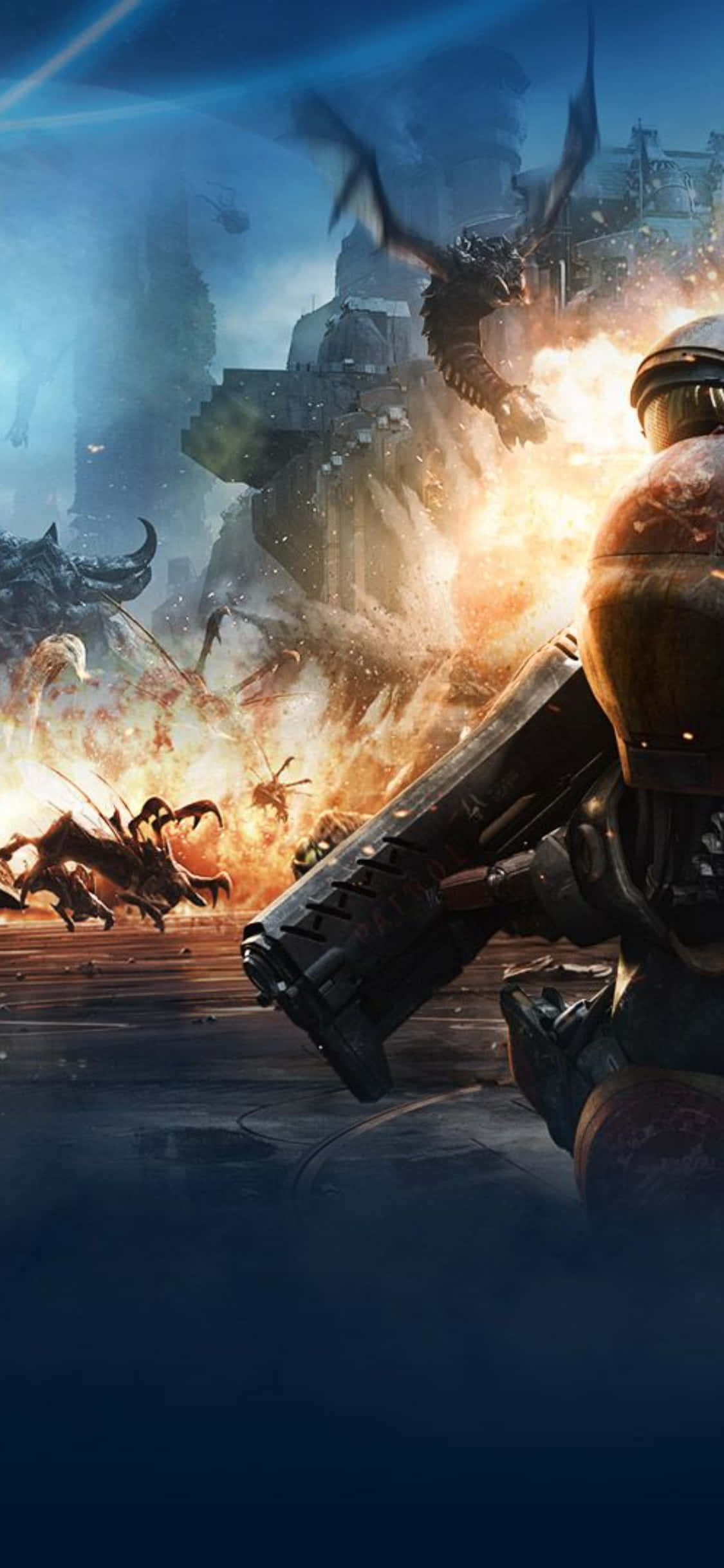 Поглед в високотехнологичния свят на StarCraft II на iPhone X Тапет