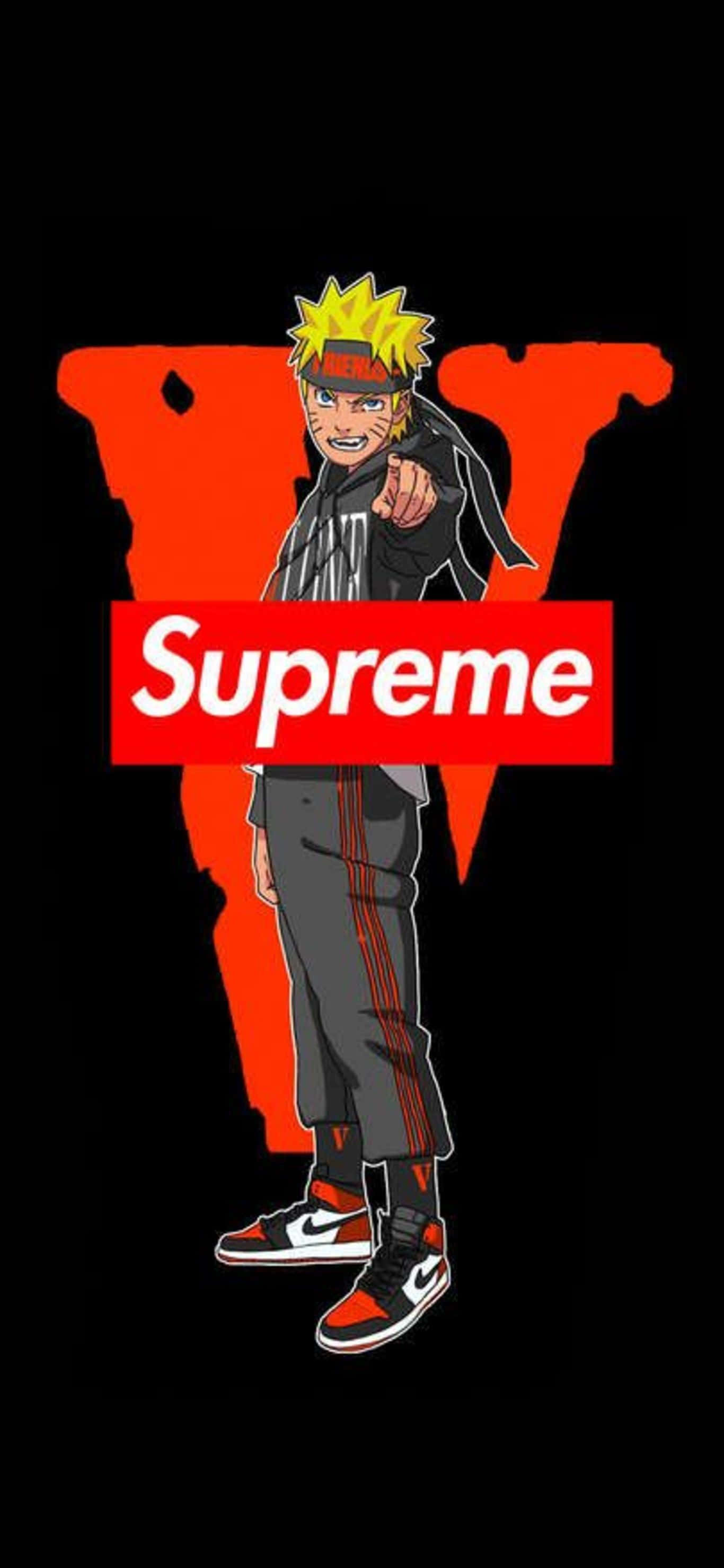 Аниме герои изглеждат модерно и стилно, носейки облекло от Supreme. Тапет