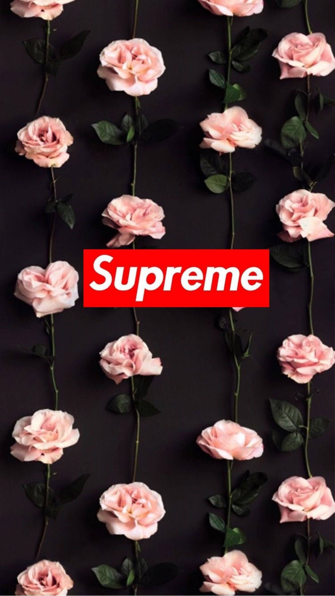 Supreme розови цветя слай iPhone Тапет