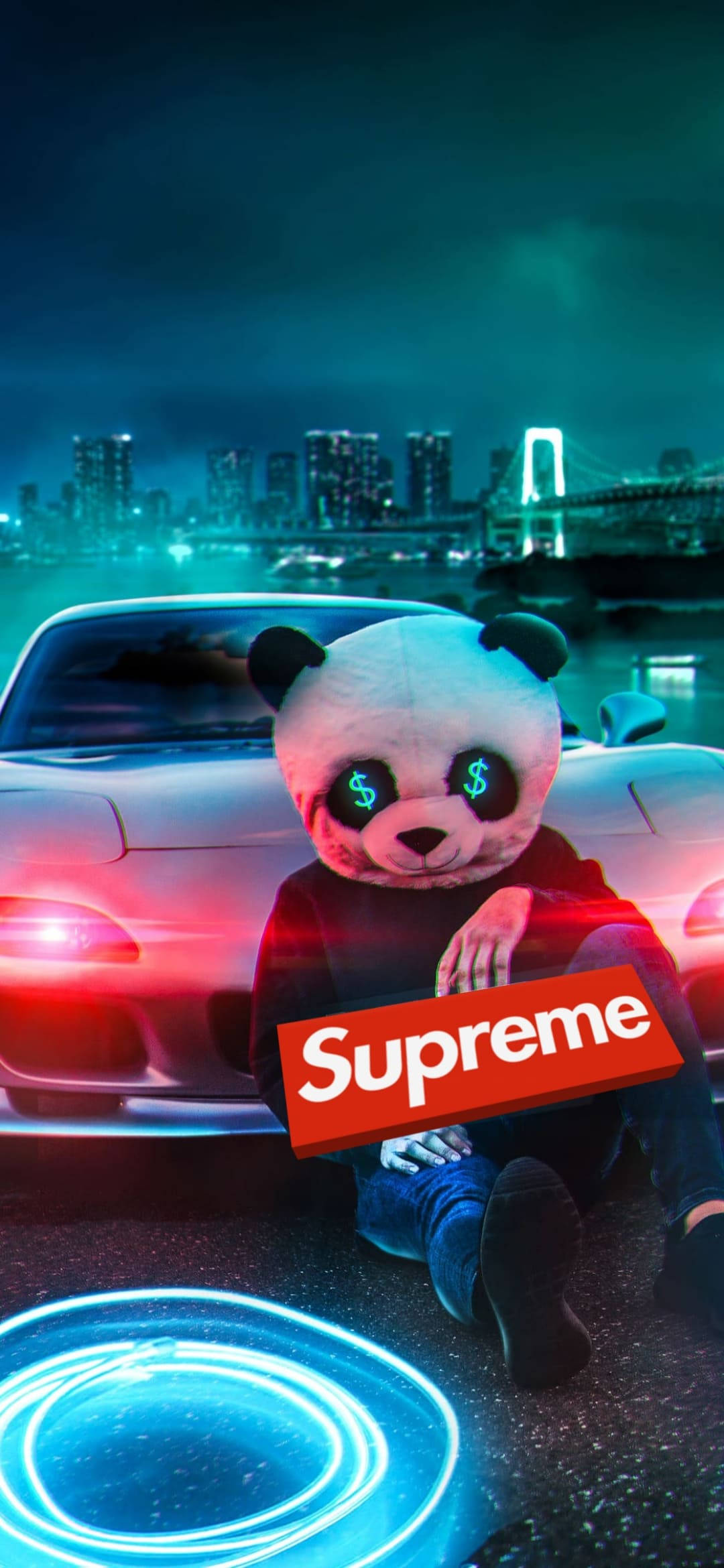 Епично червено Supreme с панда Тапет