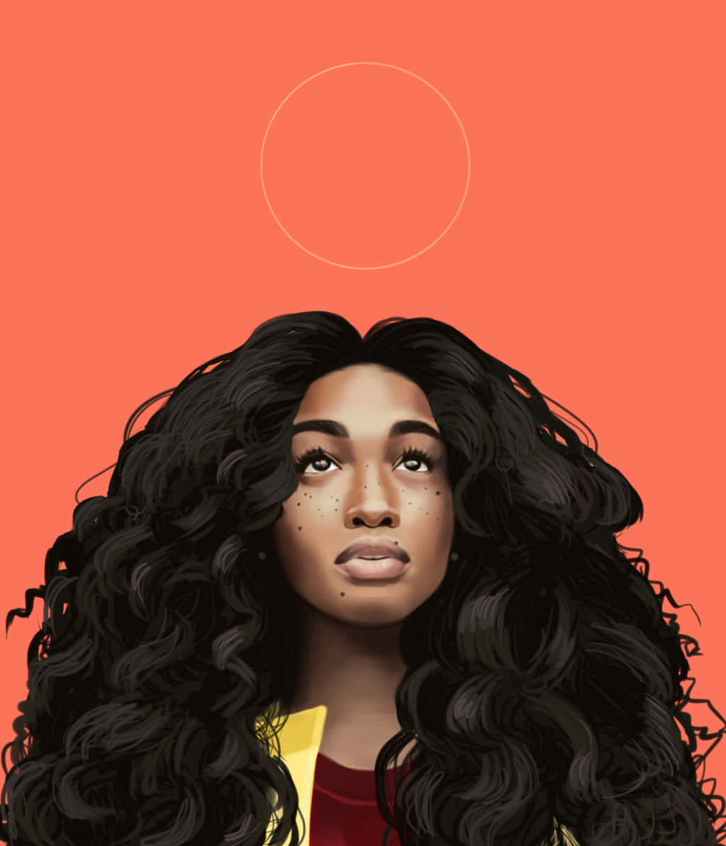 SZA арт оранжева естетика Тапет