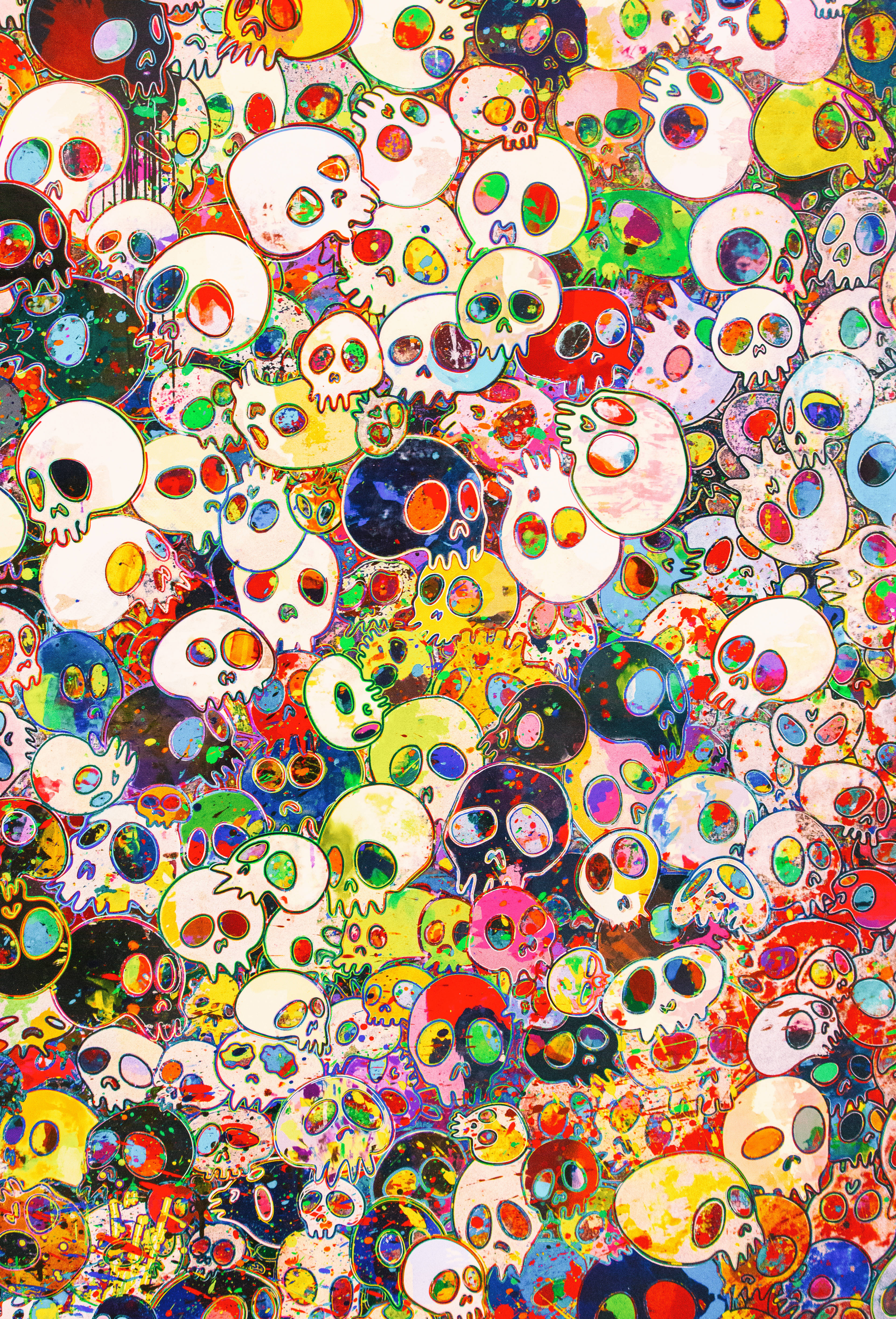 Takashi Murakami черепи големи 4K Тапет