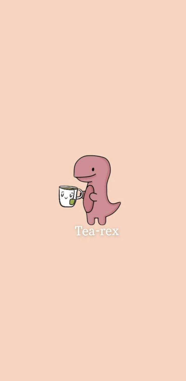 Tea-rex Dino Kawaii за iPhone Тапет