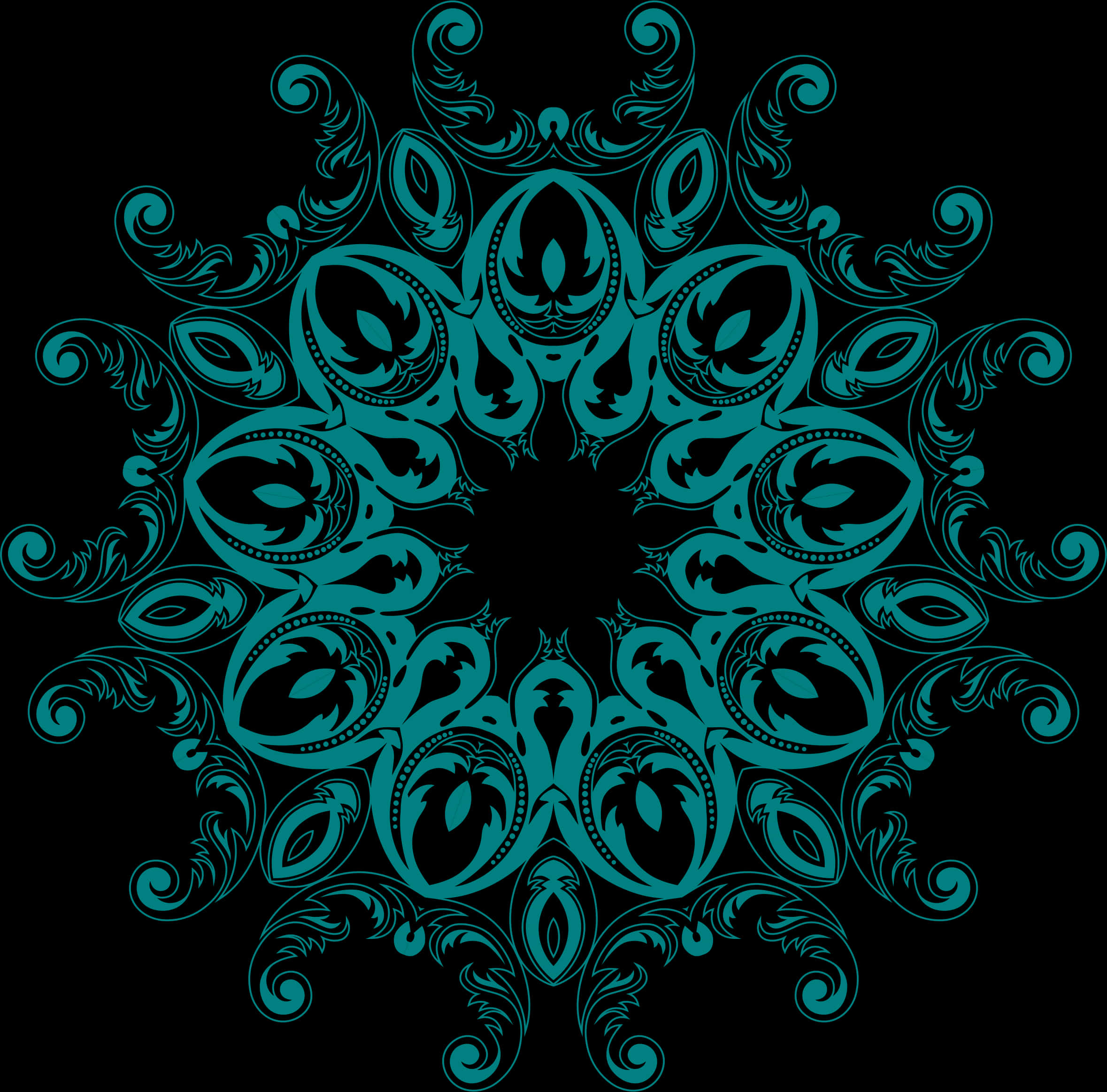 Teal Floral Mandala Pattern Тапет