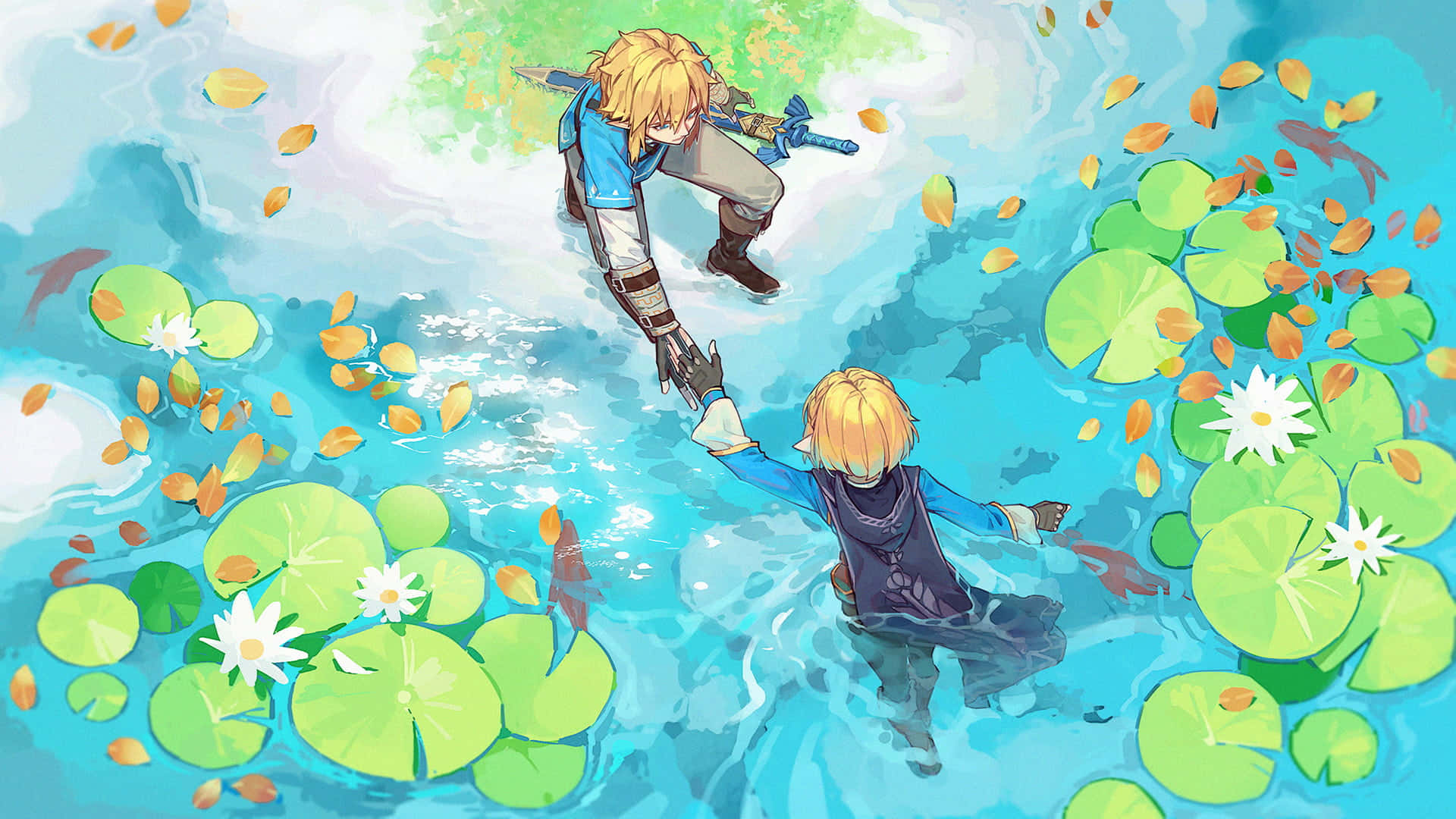 „Линк, Героят на Ветровете, в приключенията си в The Legend of Zelda.“ Тапет