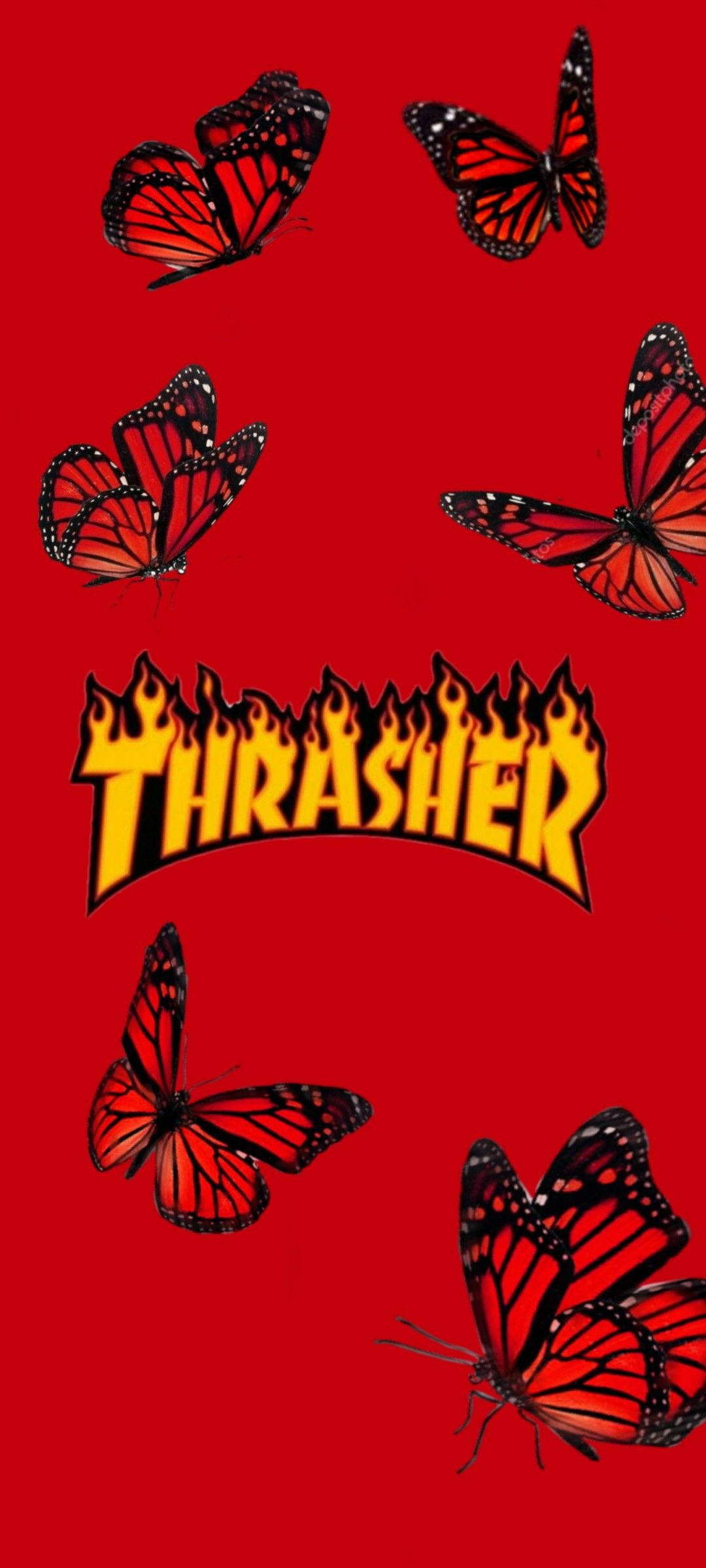 Thrasher червени пеперуди Тапет