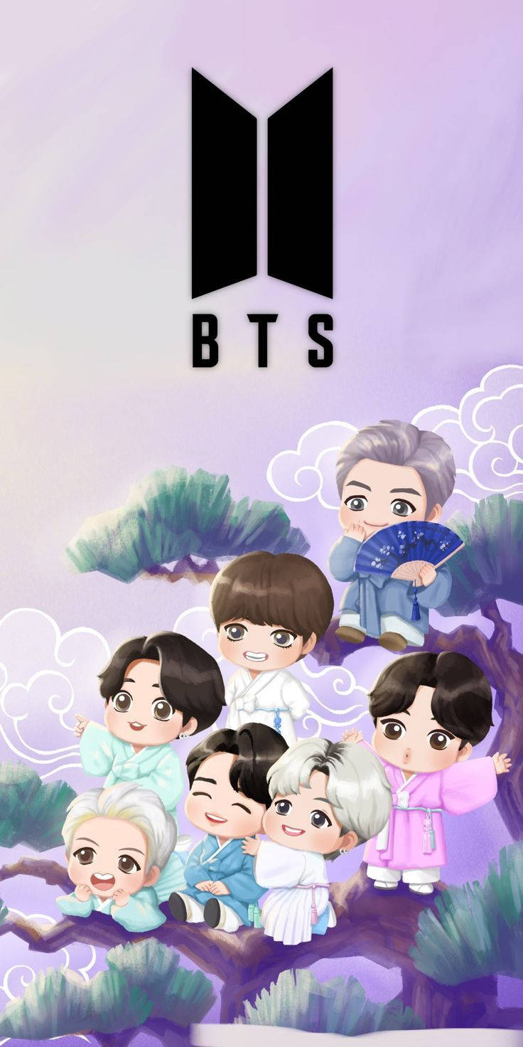 Tiny Tan BTS на върха на дърво Тапет