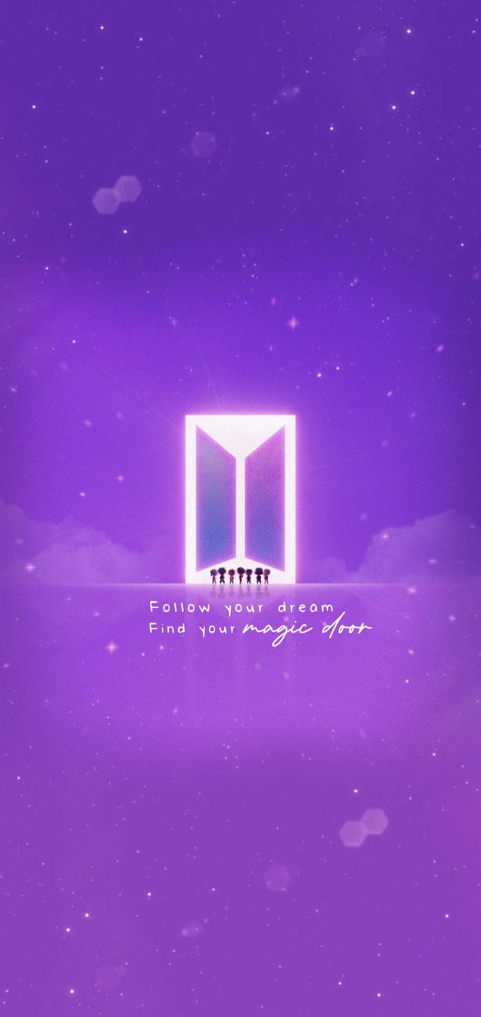 Tiny Tan BTS Logo със силует Тапет