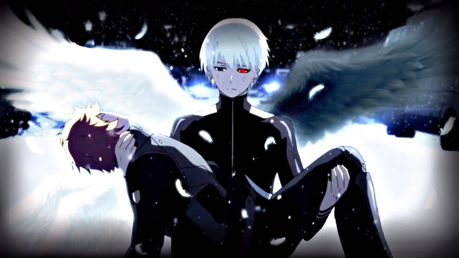 Tokyo Ghoul герои черни бели крила Тапет