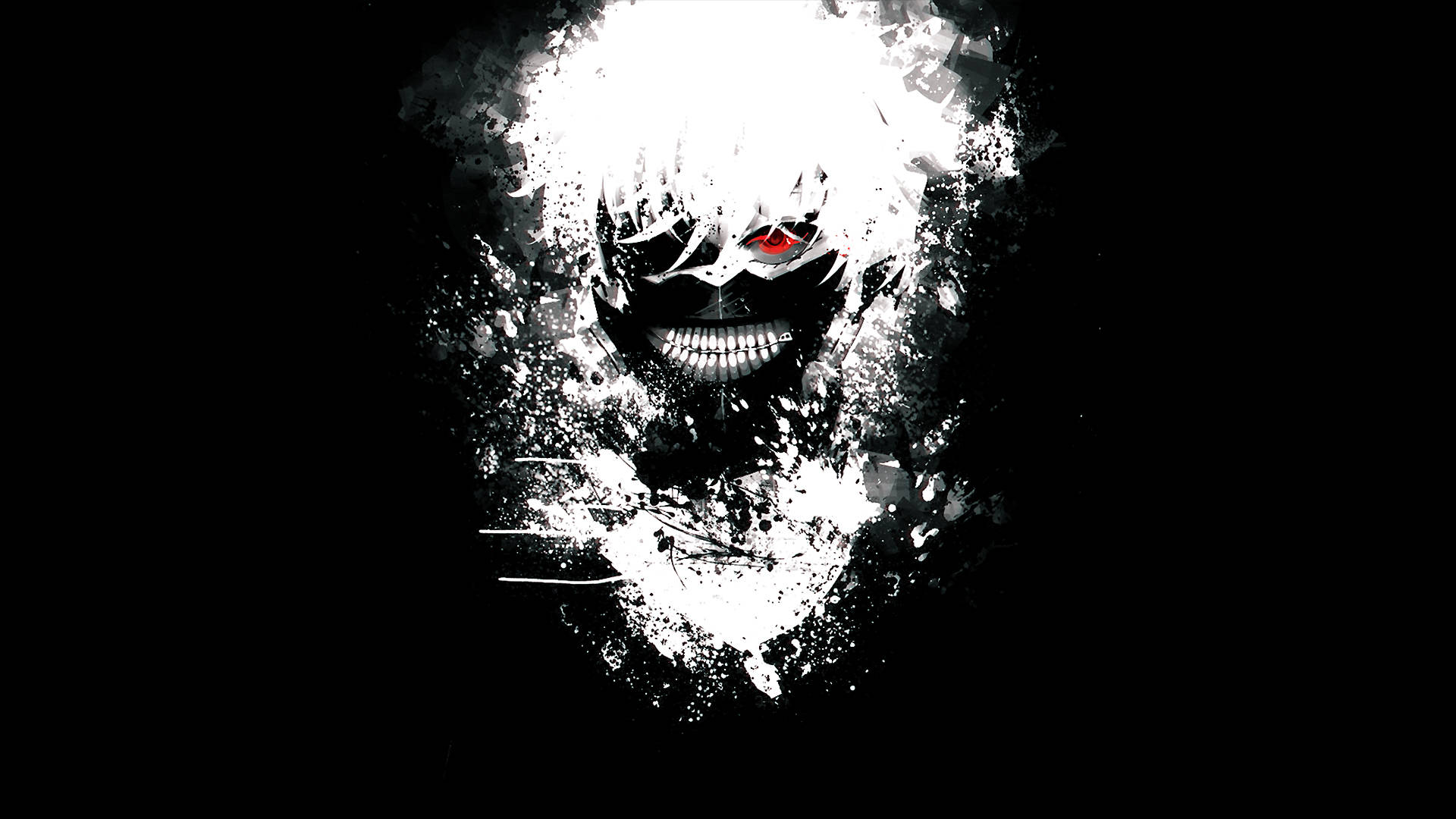 Естетика на Tokyo Ghoul с бял усмихнат Кен Тапет