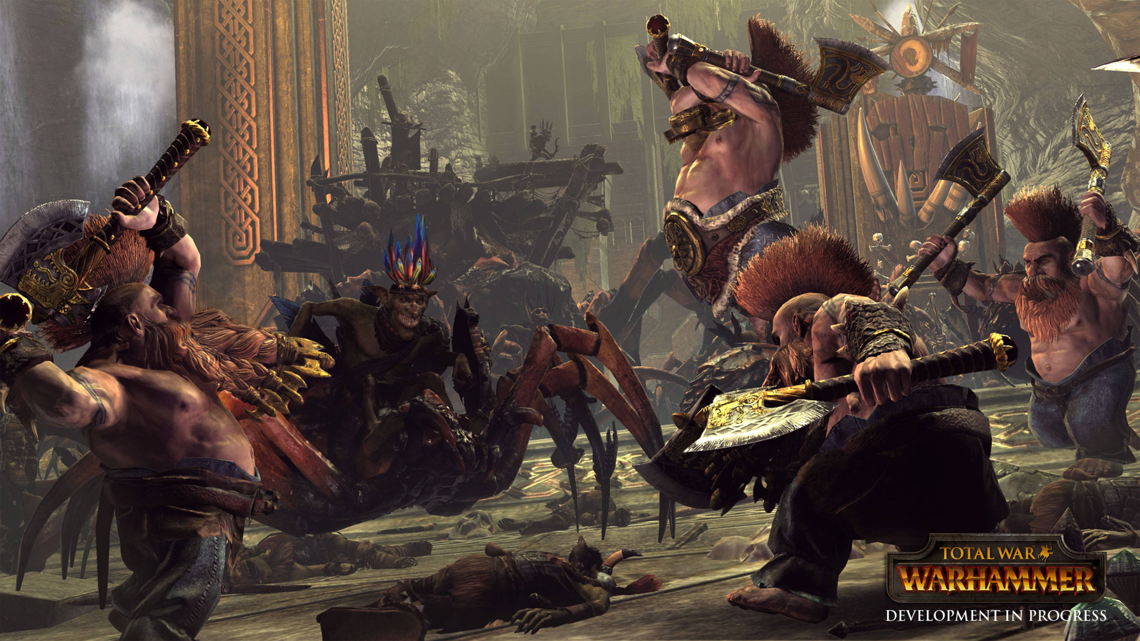 Total War Warhammer Джуждета се бият с гоблини Тапет