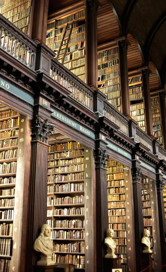 Снимка на библиотека Trinity College Тапет