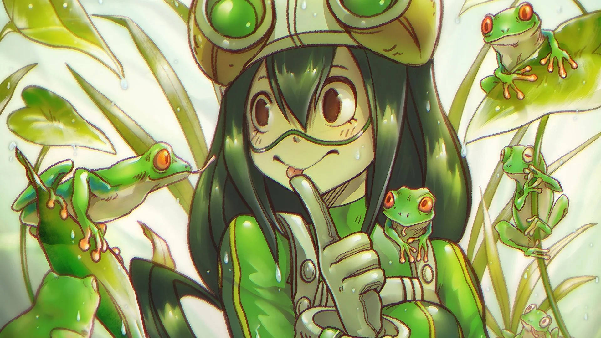 Tsuyu Asui с кавайни жаби Тапет