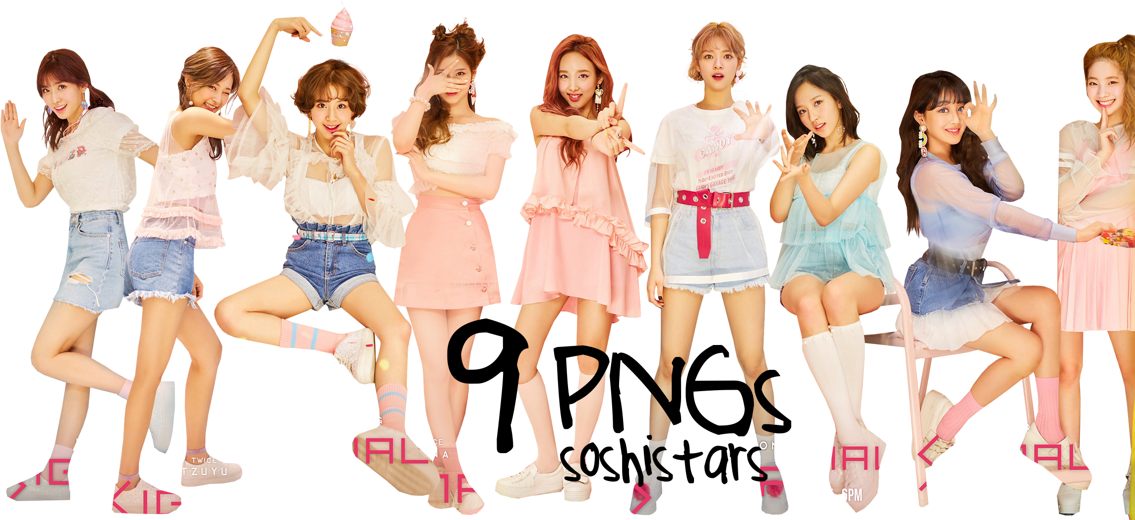 Twice членове в пастелни тоалети Тапет