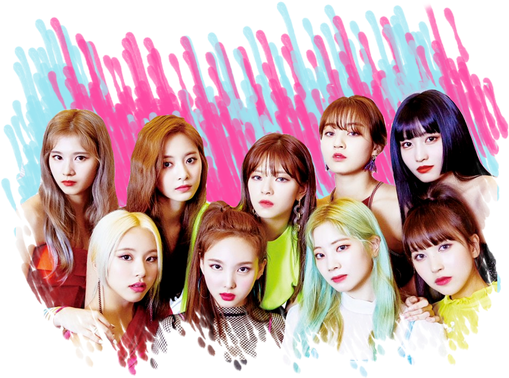 Цветен фон с участничките на Twice Тапет