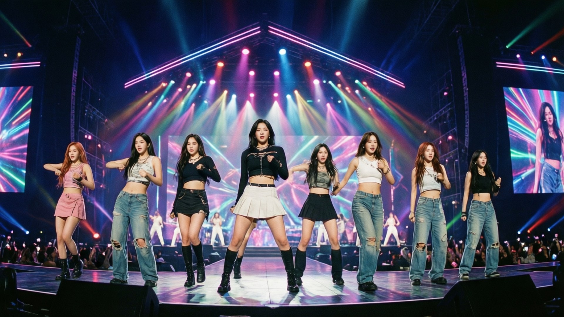 Неонова сцена Енергични TWICE Тапет