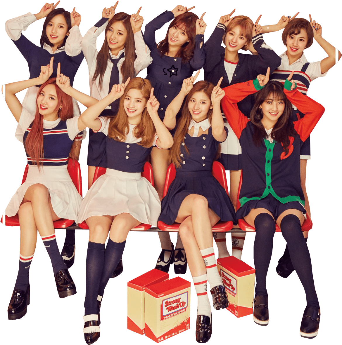 Twice Kpop група в училищни униформи Тапет