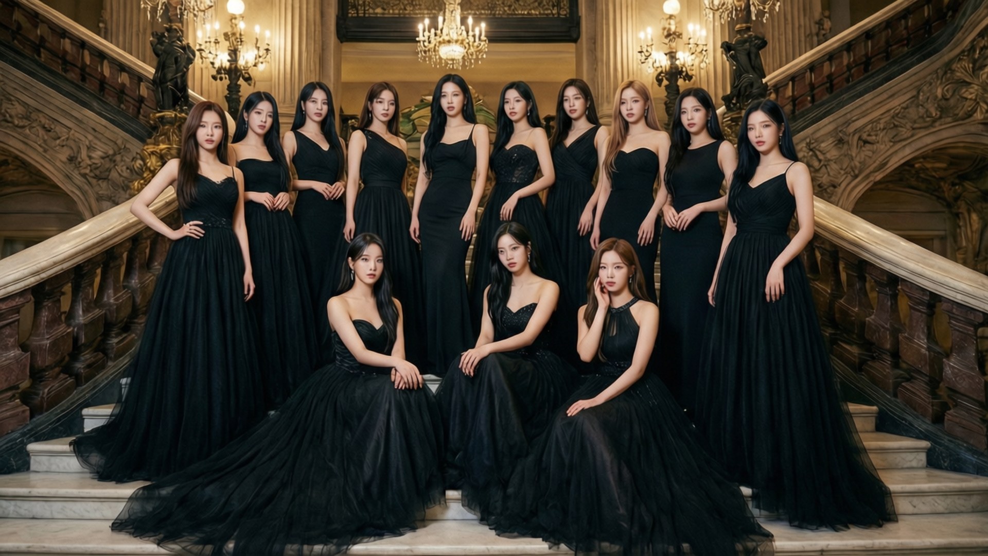 TWICE Черна вратовръзка Тапет