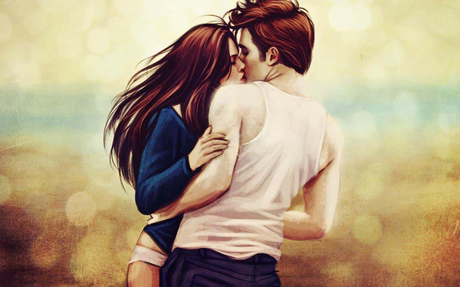 Целувка на любов от Twilight с Кирстен Стюарт Тапет