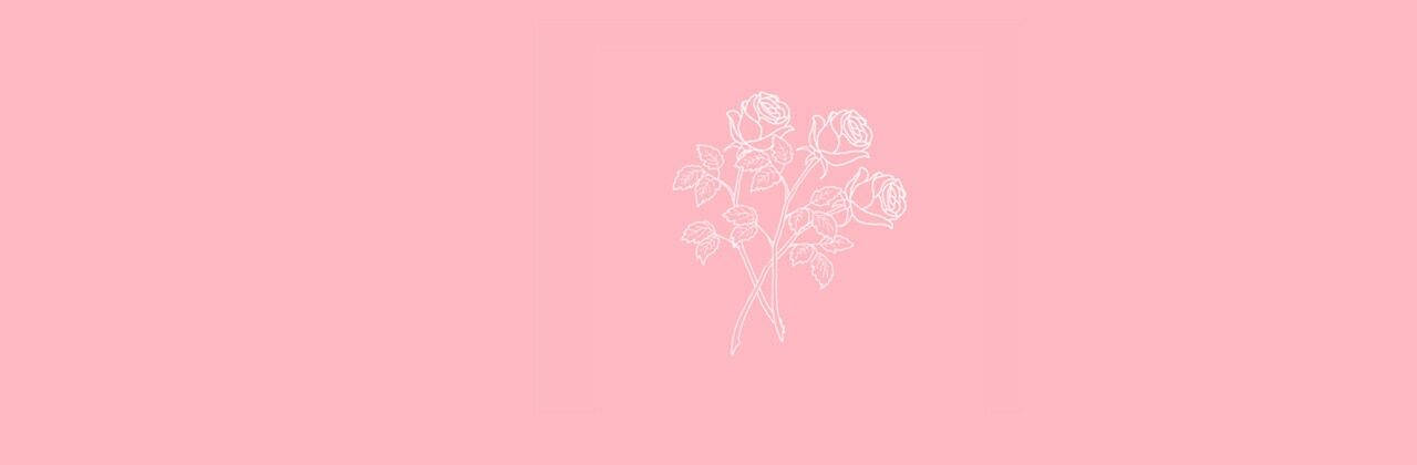 Цвят Розово с Линейни Арт Рози Twitter Header Тапет
