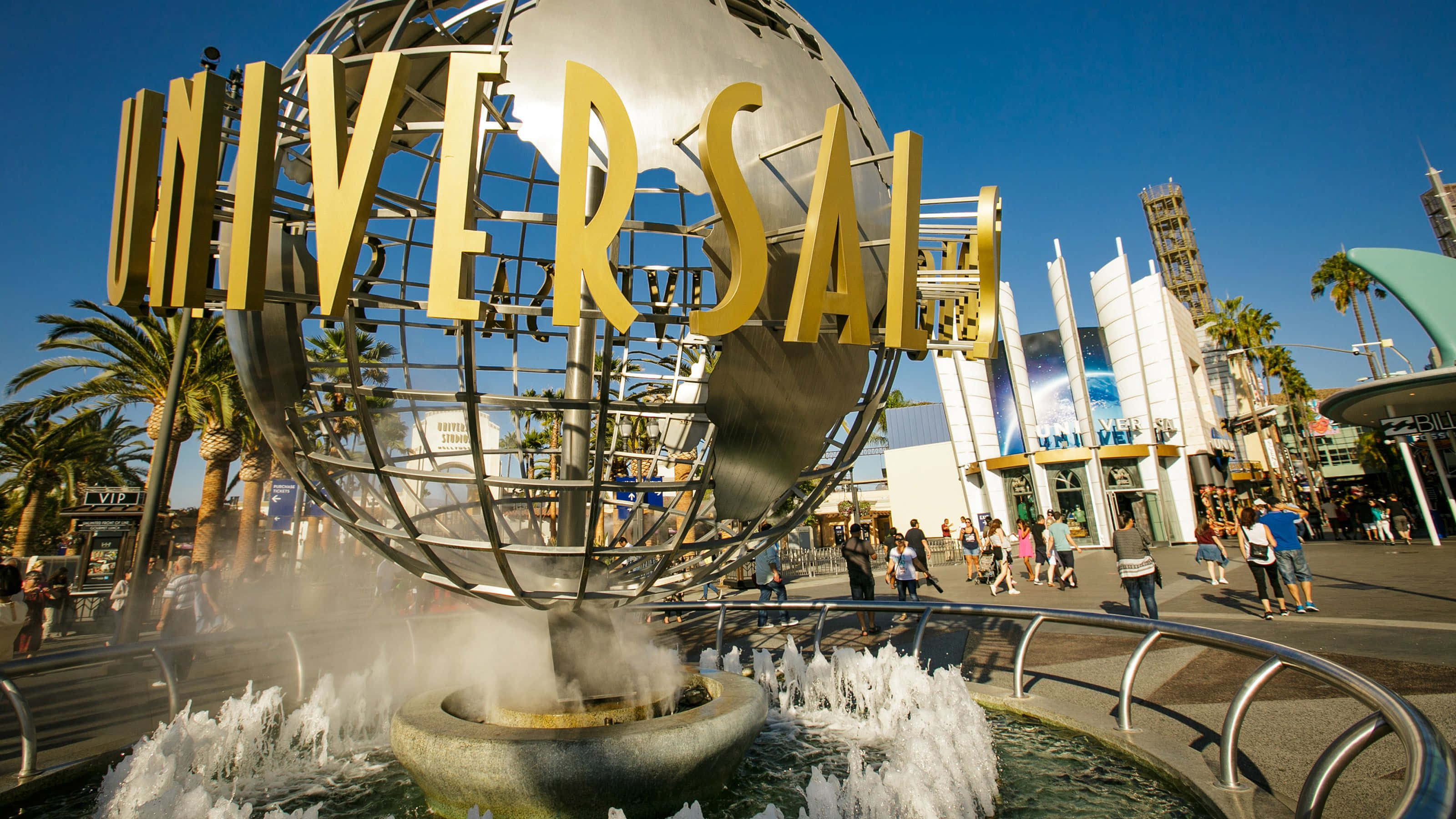 Златна естетика фонтана Universal Studios Тапет