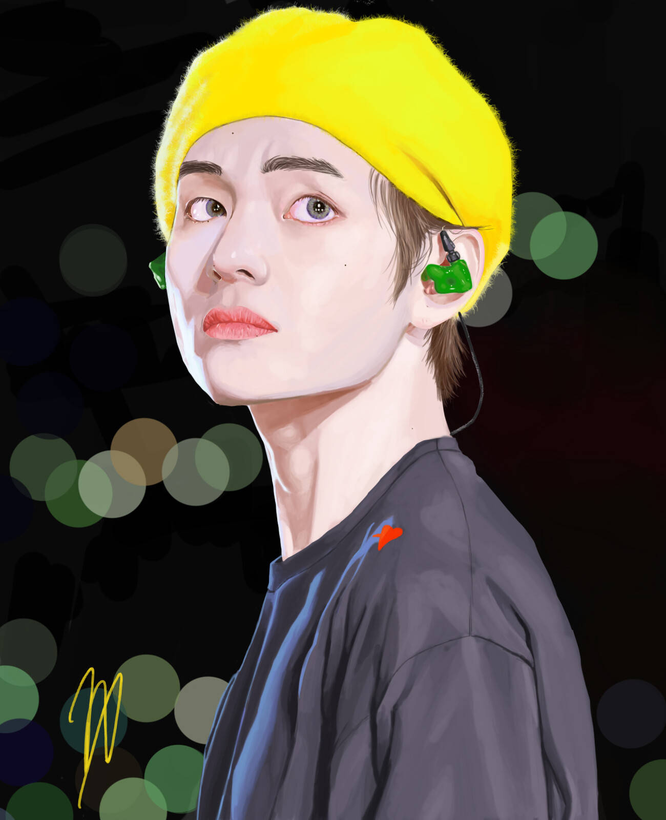 Изкуство на V от BTS с жълт баре Тапет
