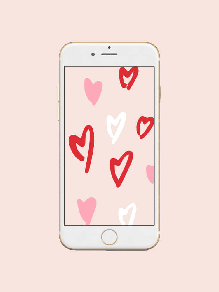 Сладка илюстрация на телефон с Valentines сърца Тапет